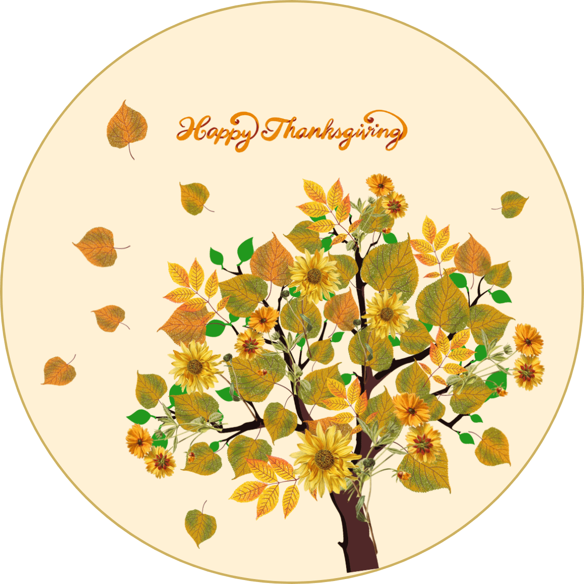 Customizable Abundant Vibrant Tree Circle Sticker | Digital Canva Template. Sticker design