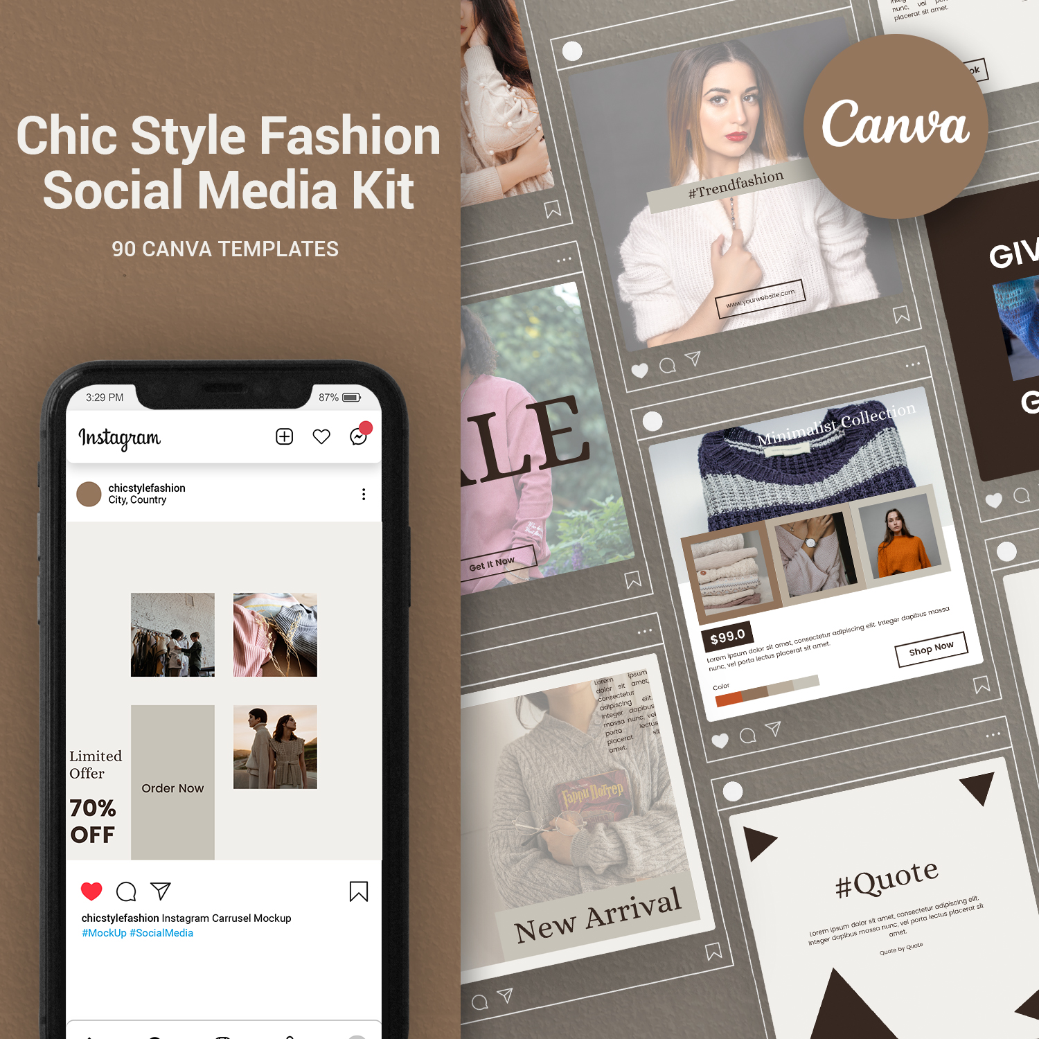 90 Chic Style Fashion Social Media Canva Templates - Payhip