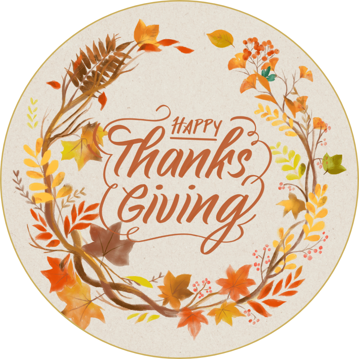 Customizable Earth Tone Autumn Wreath Circle Sticker | Digital Canva Template. Sticker design