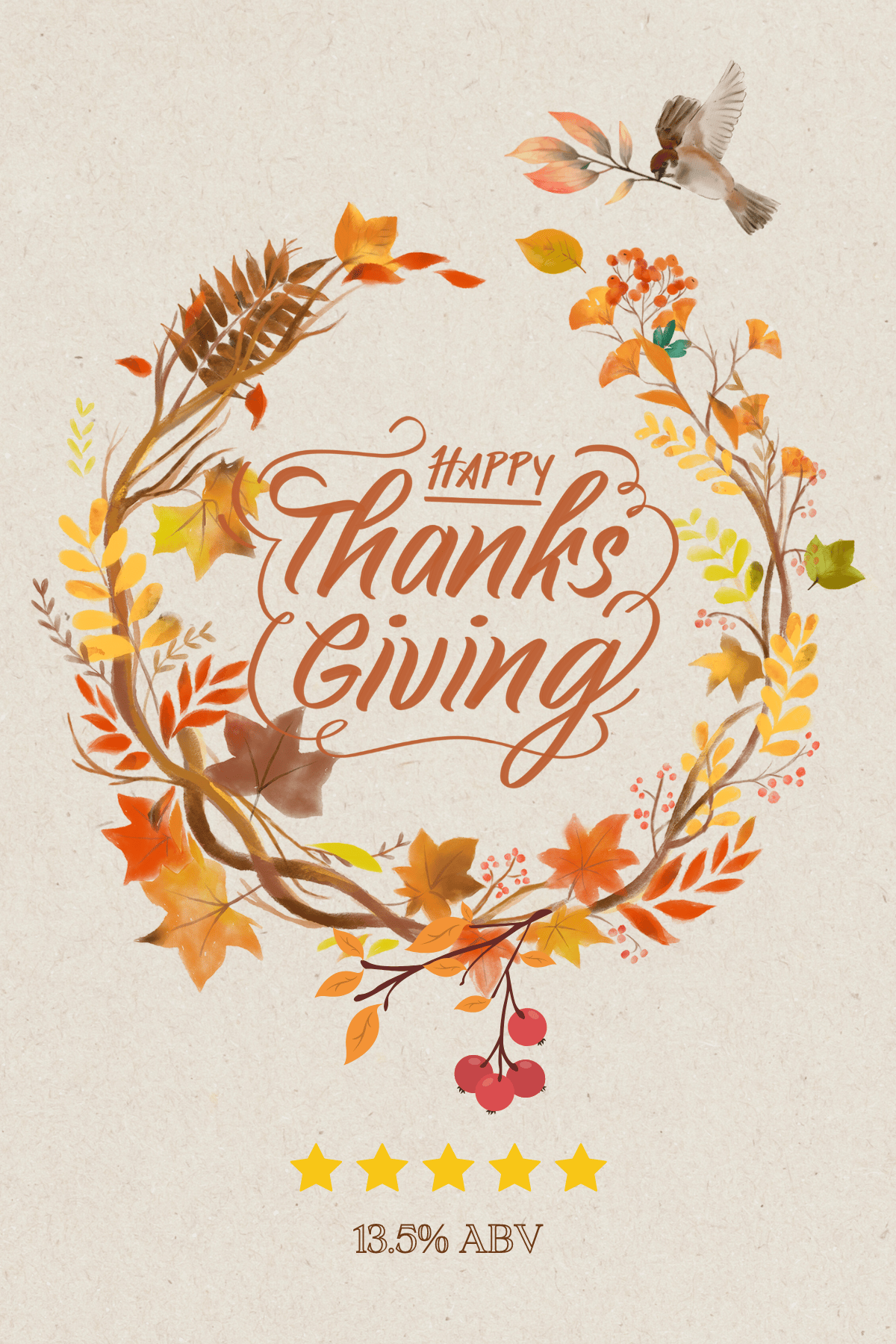 Customizable Earth Tone Autumn Wreath Sticker Label 4"x6" | Digital Canva Template. Design view
