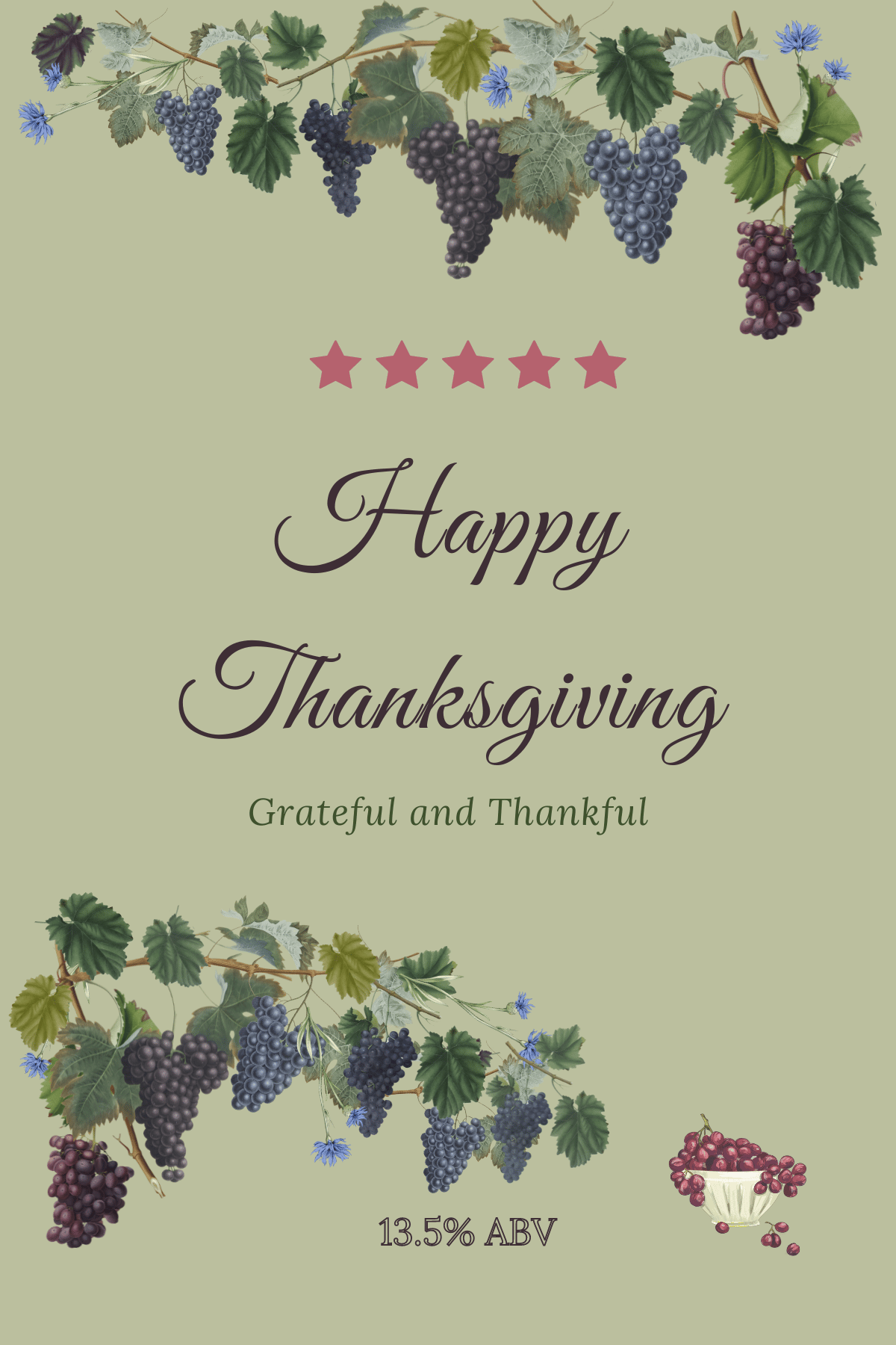 Customizable Elegant Grape Harvest Sticker Label 4"x6" | Digital Canva Template. Sticker design