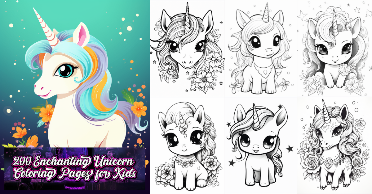 200 Cute Enchanting Unicorn Coloring Pages for Kids