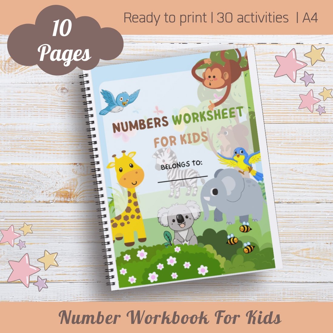 Animal Theme Number Worksheet Printable, Preschool Math, 1-10 Number ...