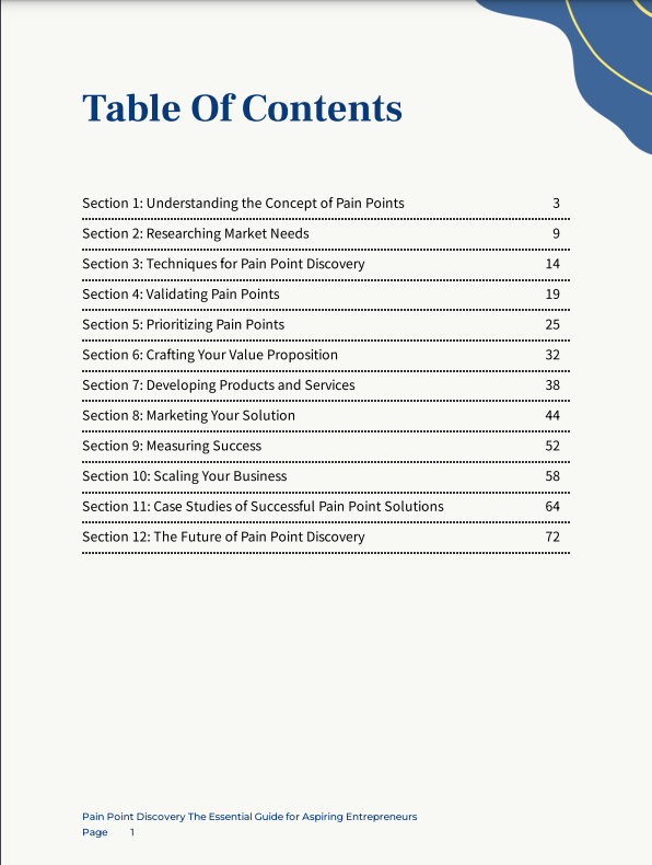 what to sell, how to start, table of content, content, product, service, business, entrepreneur