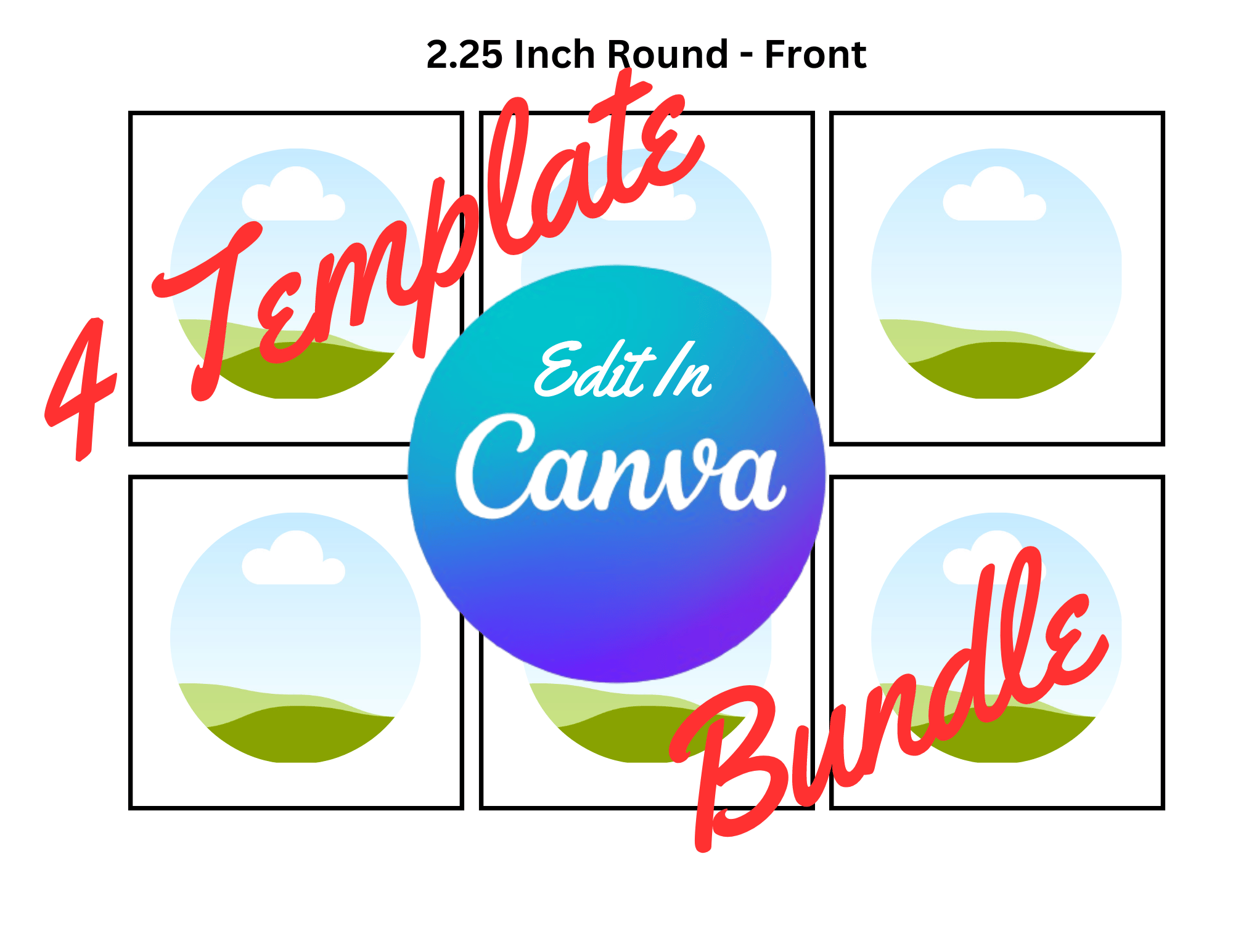 BUNDLE of Round Templates 2in., 2.25in., 2.5in., and 3in. For ...
