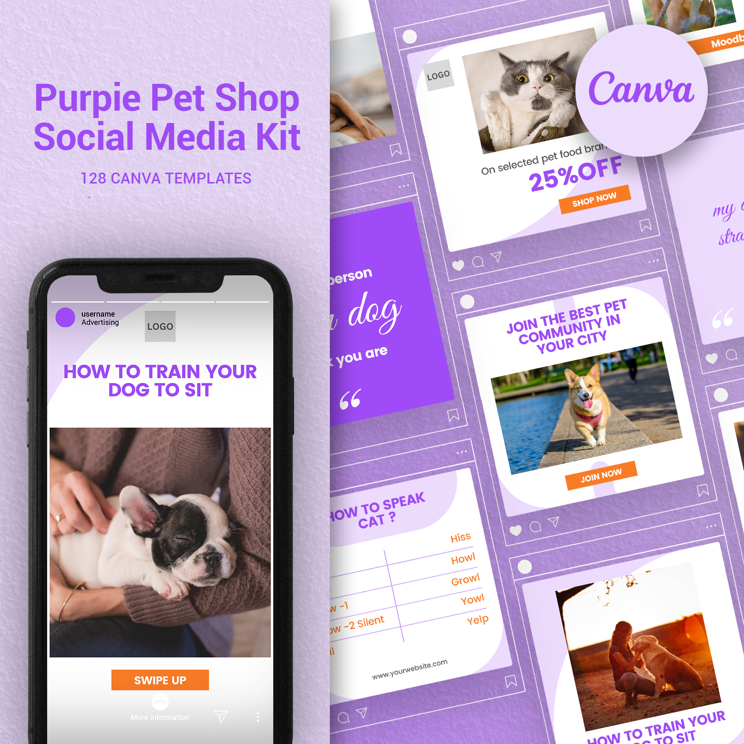 Purpie Pet Shop Instagram Post Template | Instagram Highlight Covers ...