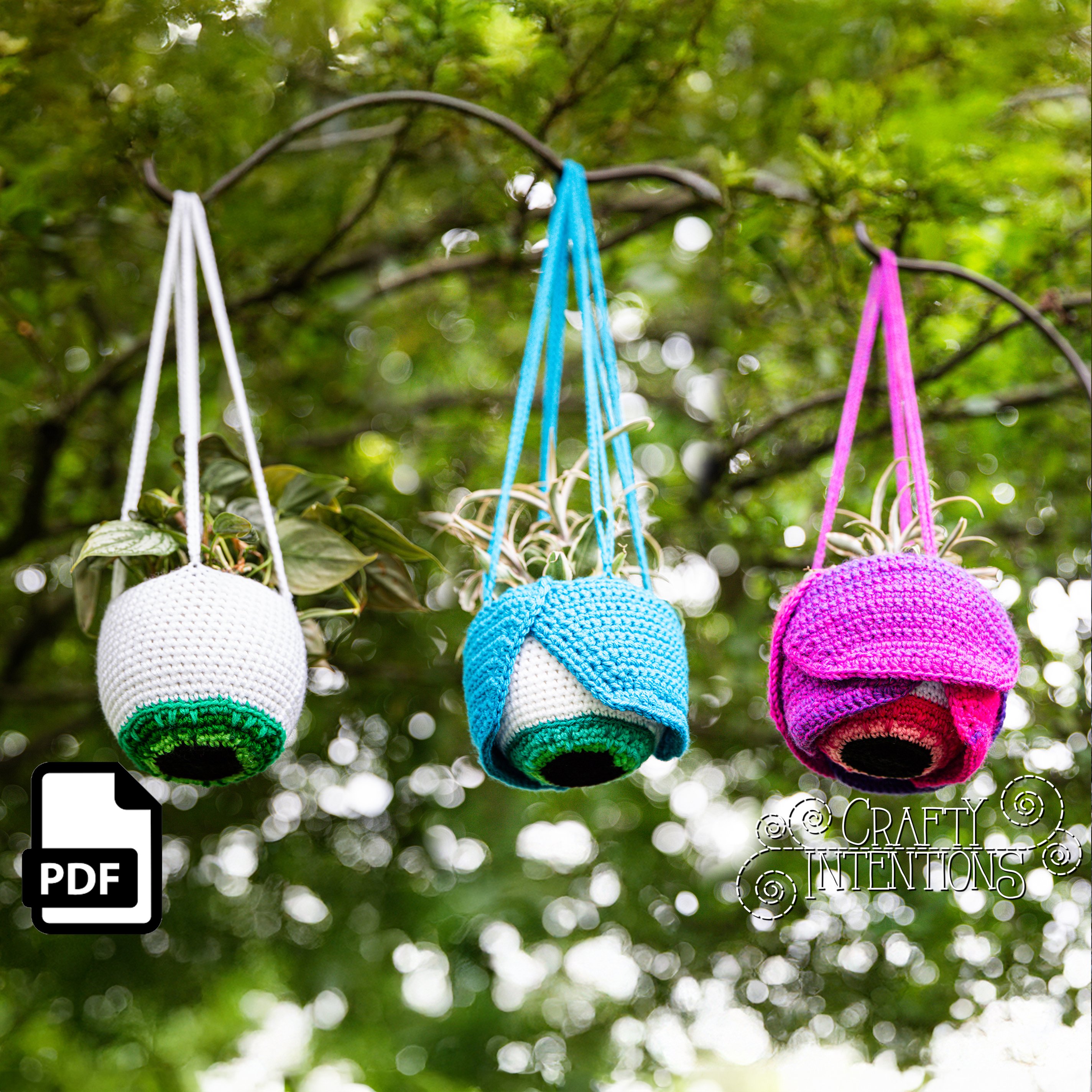 Hanging Eyeball Planter Cozy Digital PDF Crochet Pattern by Crafty