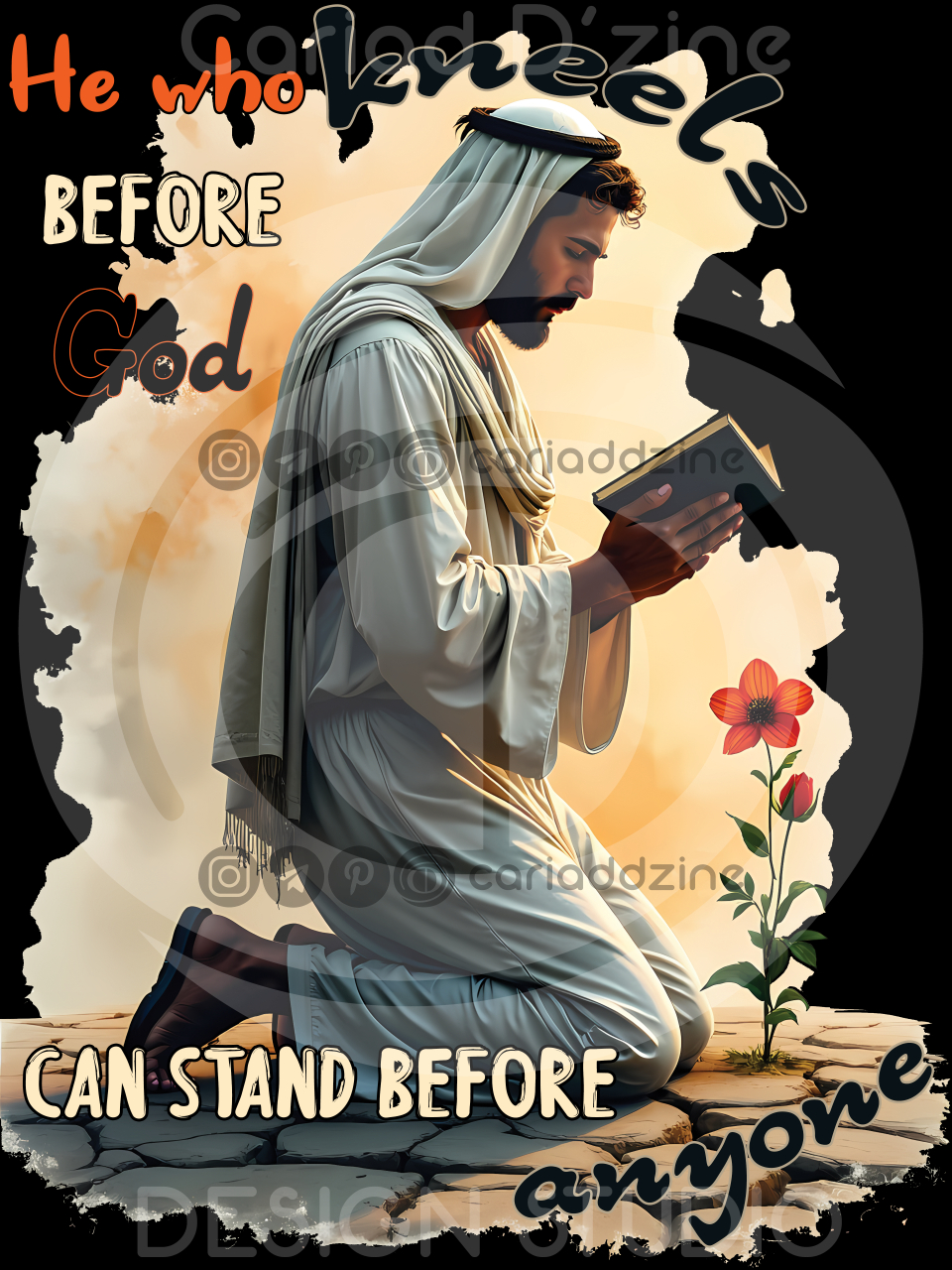 prayer art, faith imagery, inspirational quotes, spiritual wall art, humility, strength in faith, Christian decor, orange and yellow art, motivational print, religious illustration