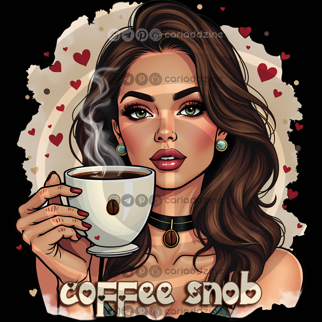 coffee art, pop art illustration, coffee lovers, whimsical design, Cariad Dzine design, graphic elements, playful artwork