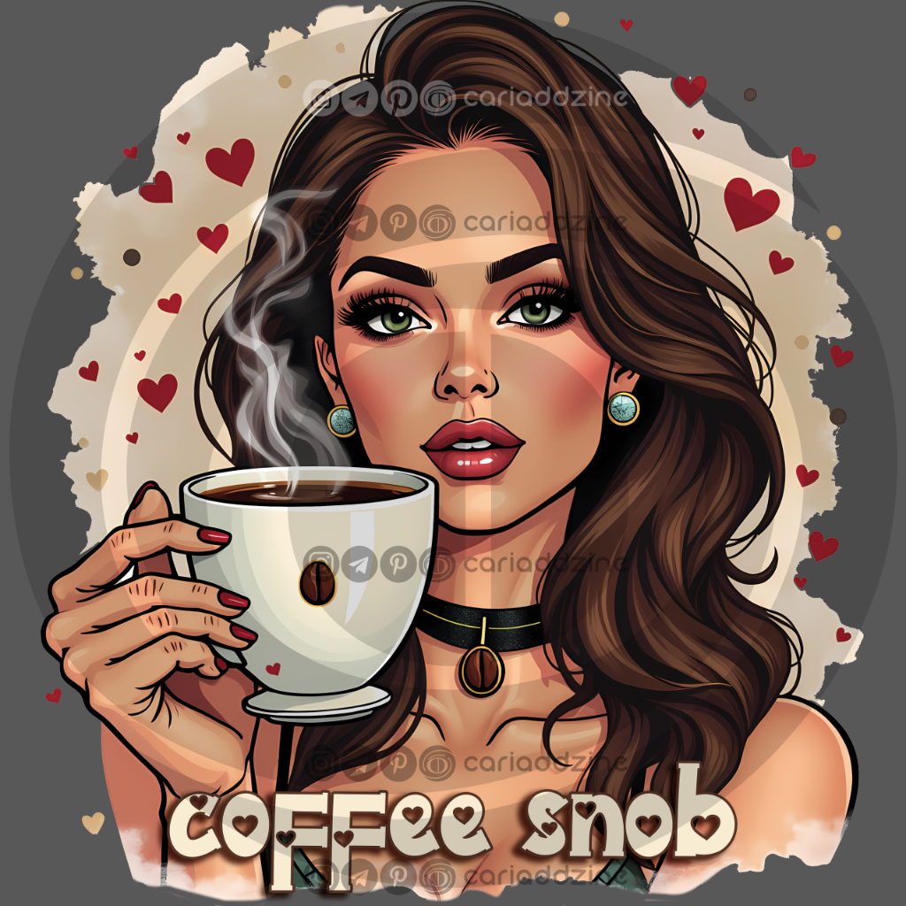coffee art, pop art illustration, coffee lovers, whimsical design, Cariad Dzine design, graphic elements, playful artwork