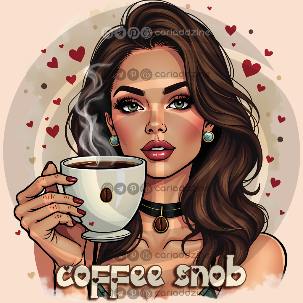 coffee art, pop art illustration, coffee lovers, whimsical design, Cariad Dzine design, graphic elements, playful artwork