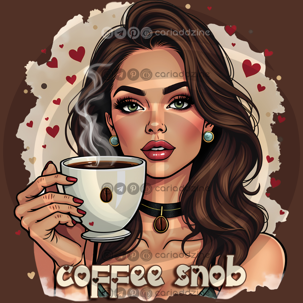 coffee art, pop art illustration, coffee lovers, whimsical design, Cariad Dzine design, graphic elements, playful artwork