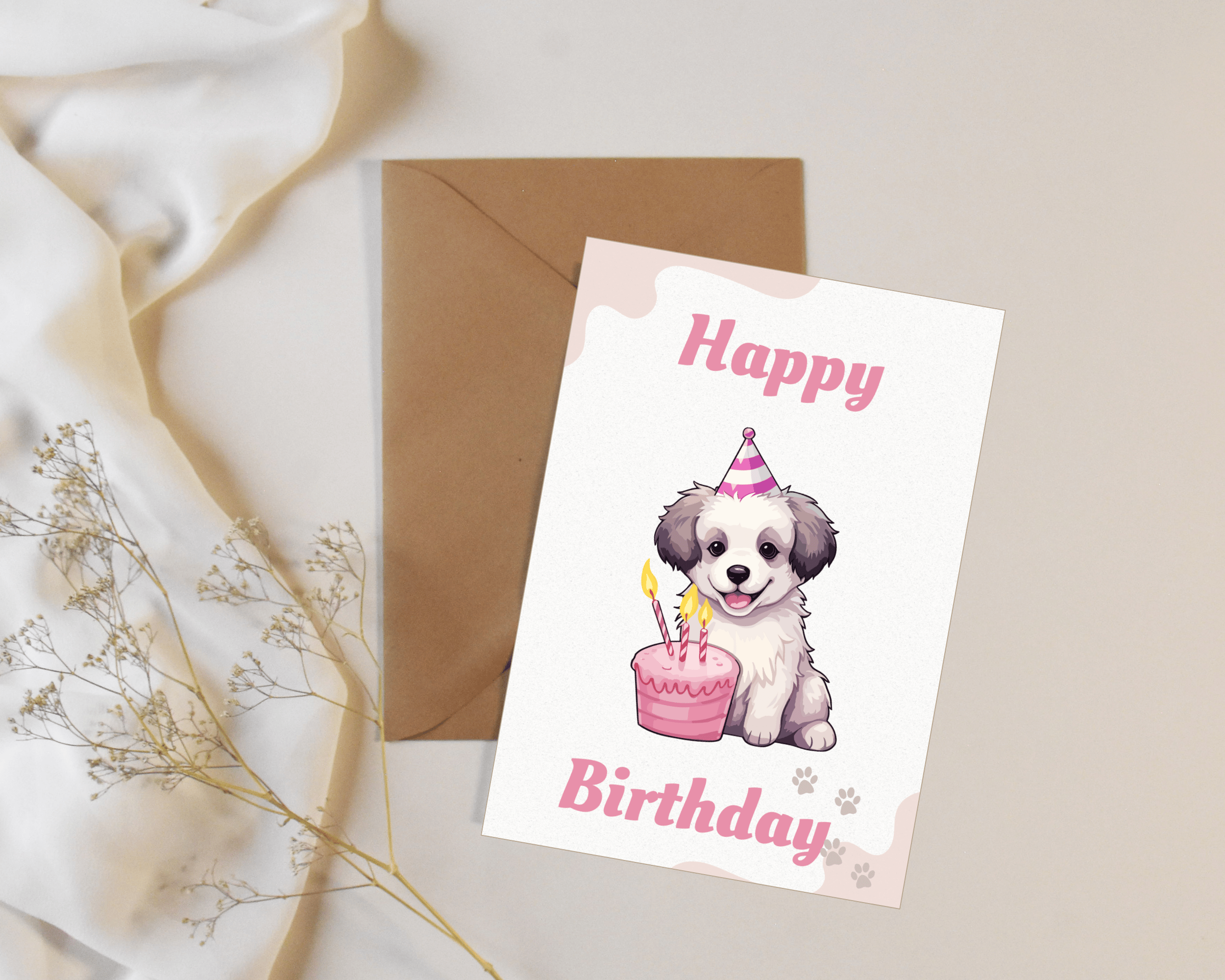 happy birthday printable greeting card cute puppy birthday card - Payhip