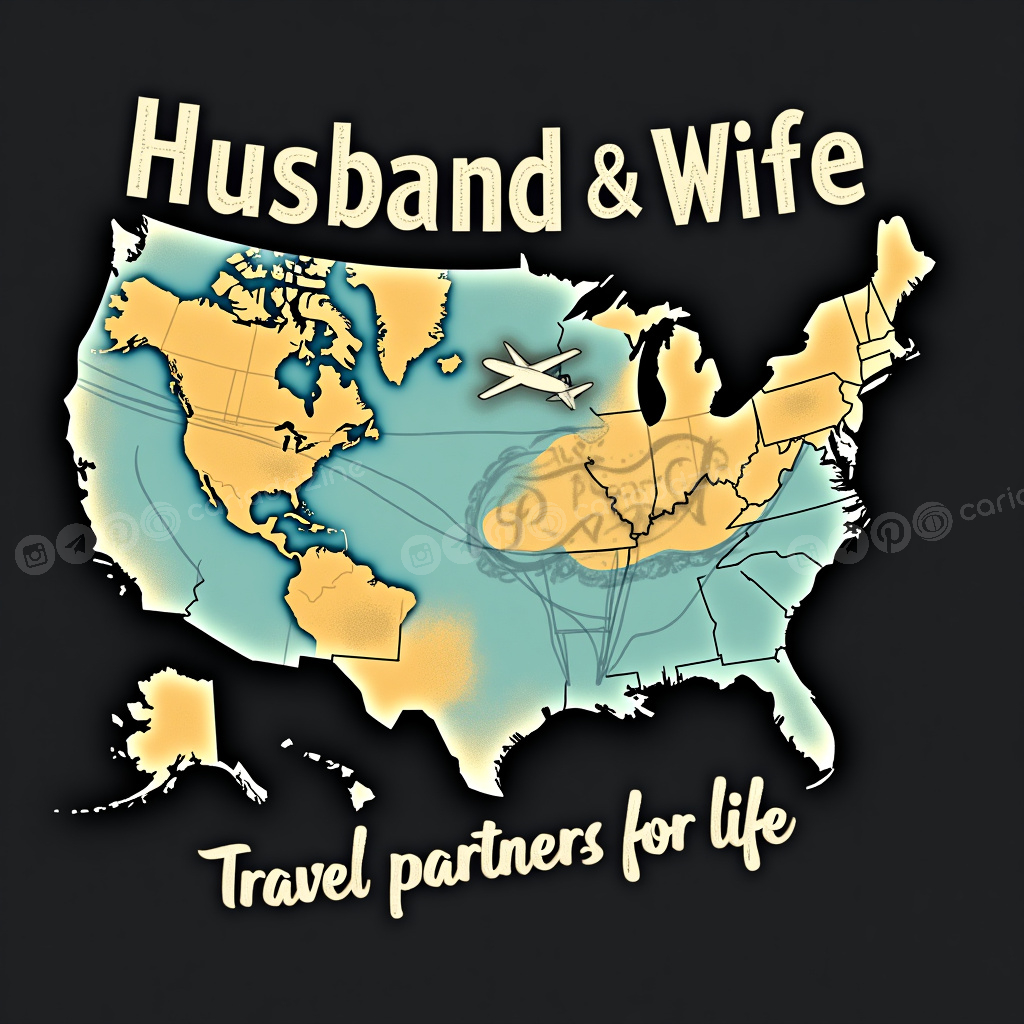 Husband and Wife, travel partners, adventure art, travel illustrations, couples art, wanderlust, collage design, Cariad Dzine design, vintage maps, travel decor
