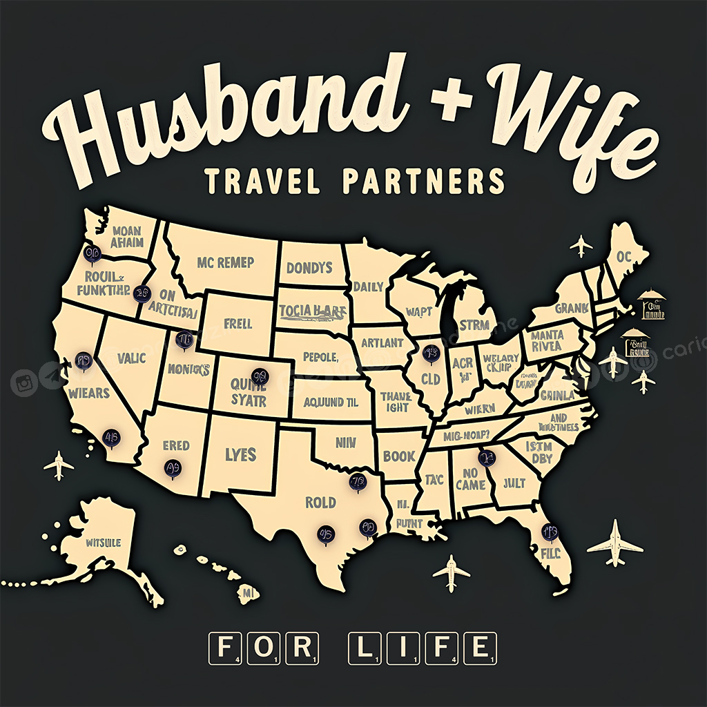 Husband and Wife, travel partners, adventure art, travel illustrations, couples art, wanderlust, collage design, Cariad Dzine design, vintage maps, travel decor