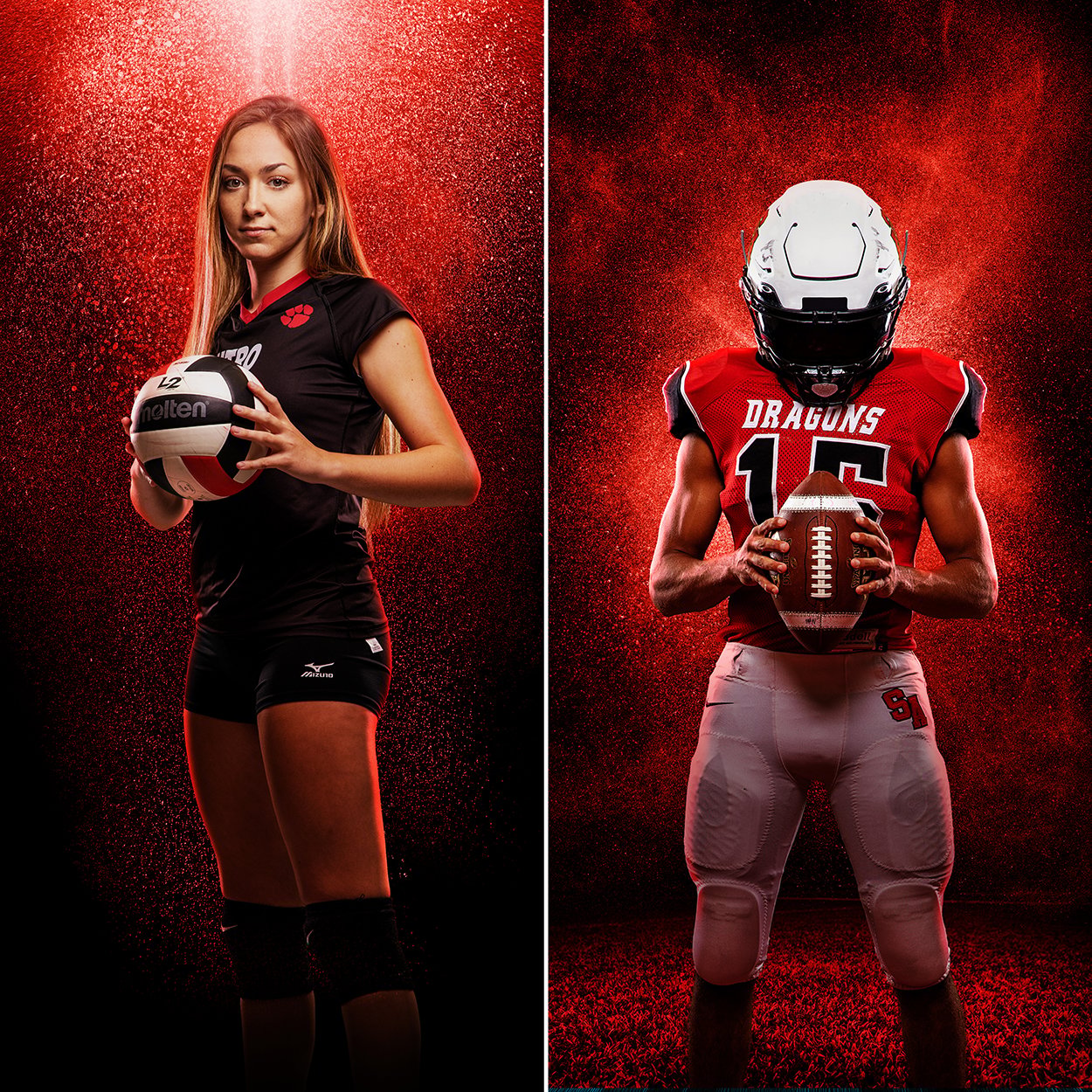 Water Spritz Spray Photoshop Template, Layered Digital Background, Sports Graphics, Team Photos, School Pics, Media Day, Photo Day, Gelled Lights and Mist, Multisport, Seniors, Athletes