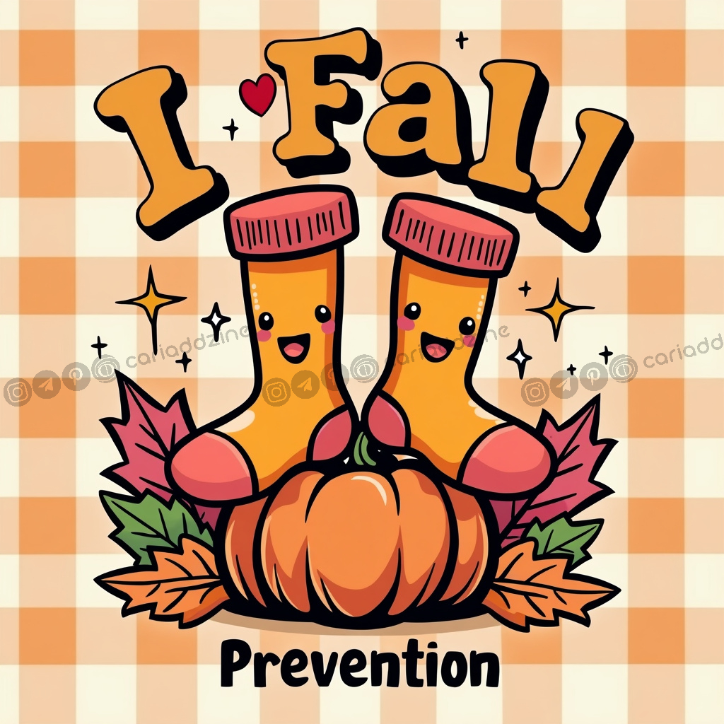 autumn design, fall prevention, seasonal awareness, cozy art, health awareness, Cariad Dzine design