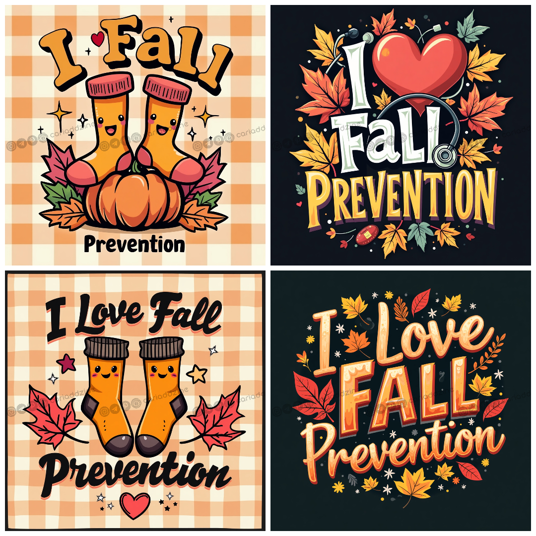 autumn design, fall prevention, seasonal awareness, cozy art, health awareness, Cariad Dzine design