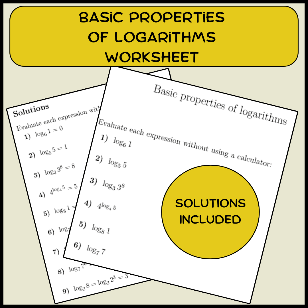 Initial Log Rukes Basic Logarithm Rules Worksheet
