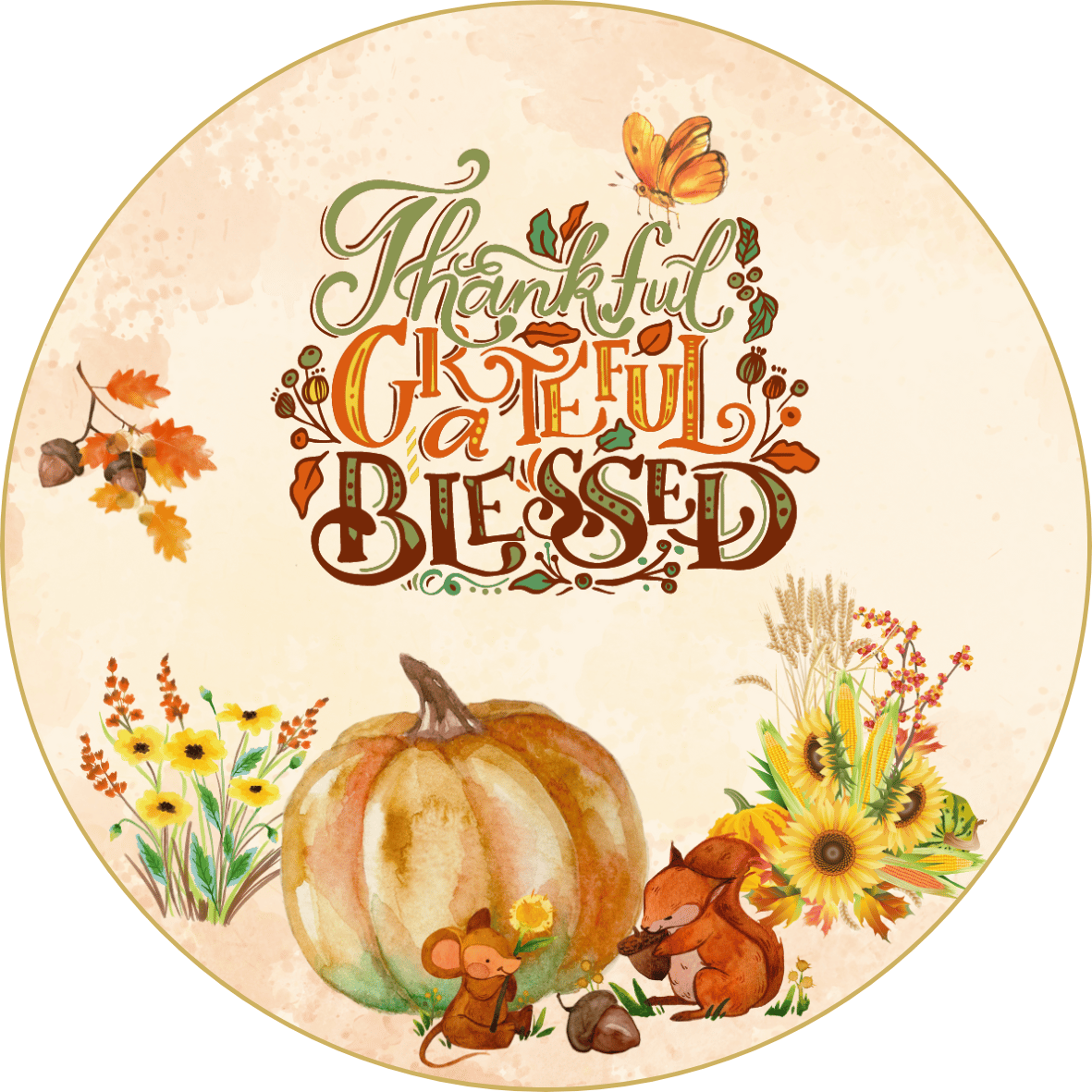 Customizable Warm Gathering at Pumpkin Circle Sticker | Digital Canva Template. Design