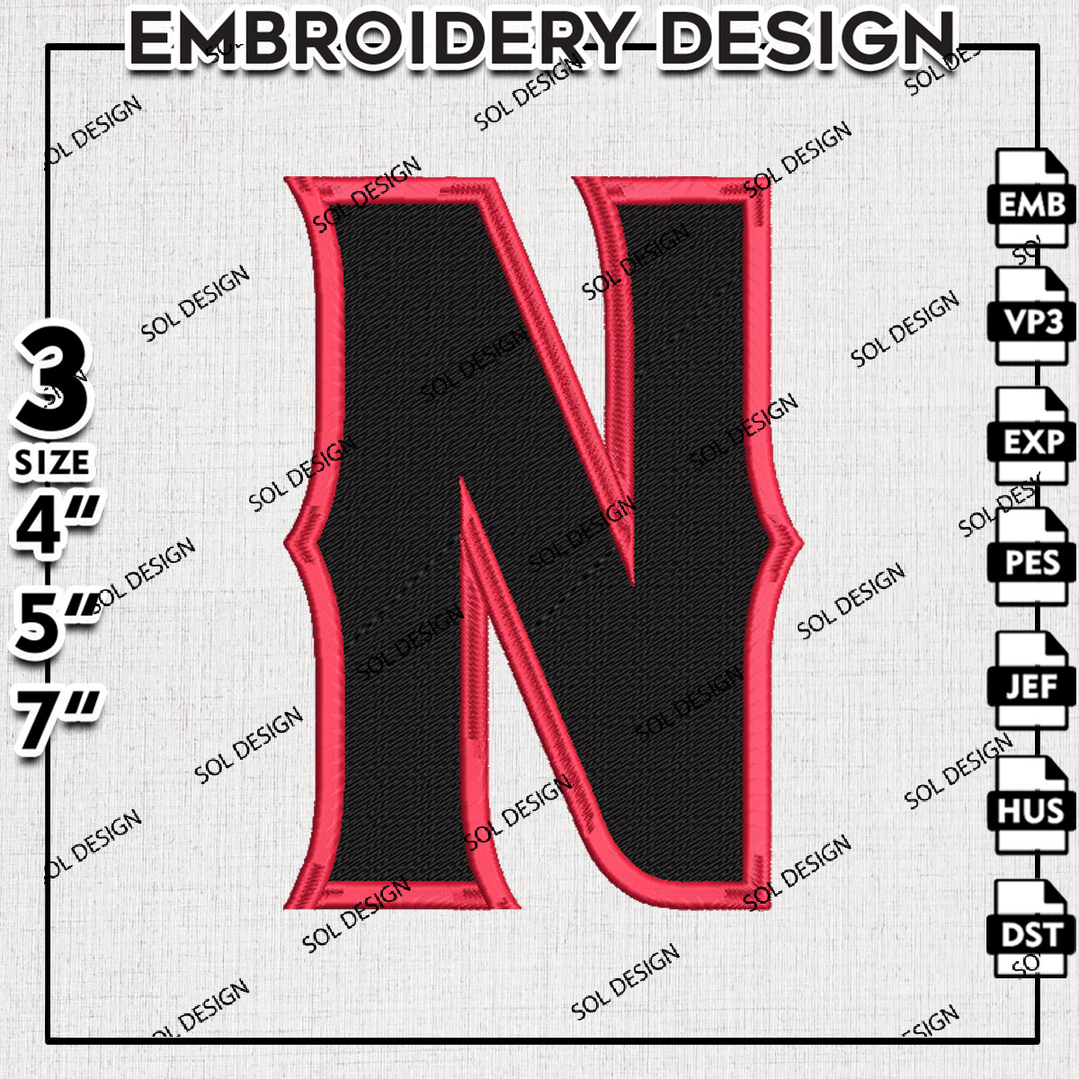 Machine Embroidery Design, Embroidery Designs, Embroidery Files Pattern, Embroidery Files, Instant Download, Digital Download, Machine Embroidery Pattern, Embroidery Pattern, Football embroidery pattern, logo embroidery design, Sports Embroidery Design, N