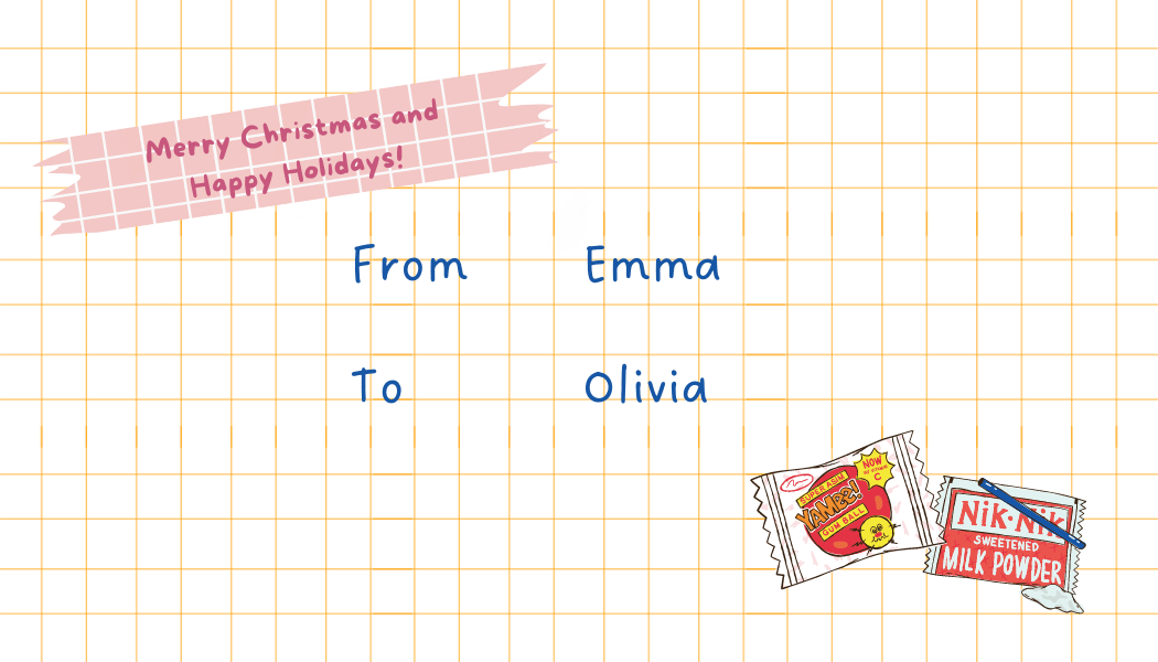 Customizable Nostalgic Line Art Asian Sweets Gift/Favor Tag| Digital Canva Template. Back design