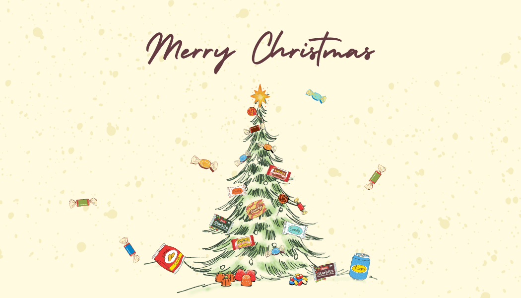 Customizable Nostalgic Christmas Tree with Sweets Gift/Favor Tag| Digital Canva Template. Front design