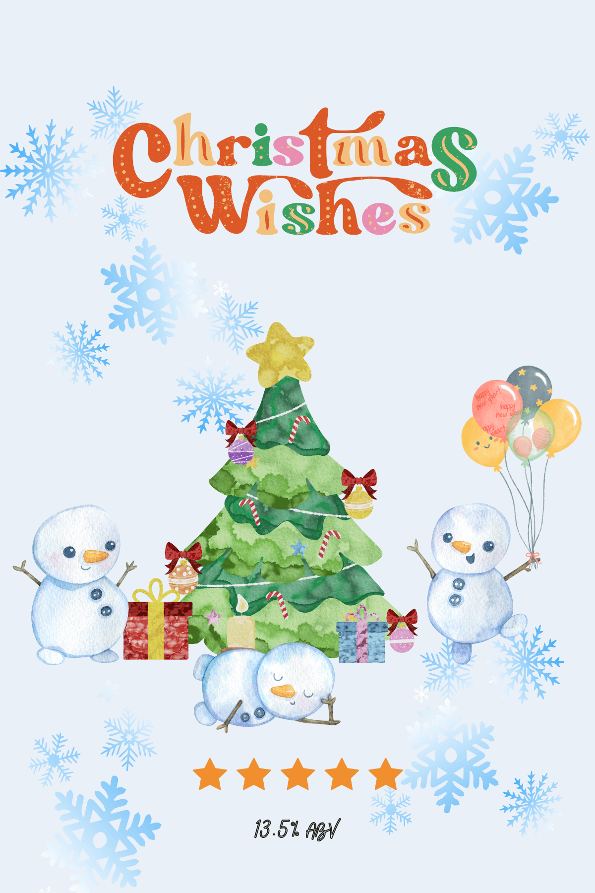 Customizable Cute Snowmen Christmas Wishes Sticker Label 4"x6" | Digital Canva Template. Design