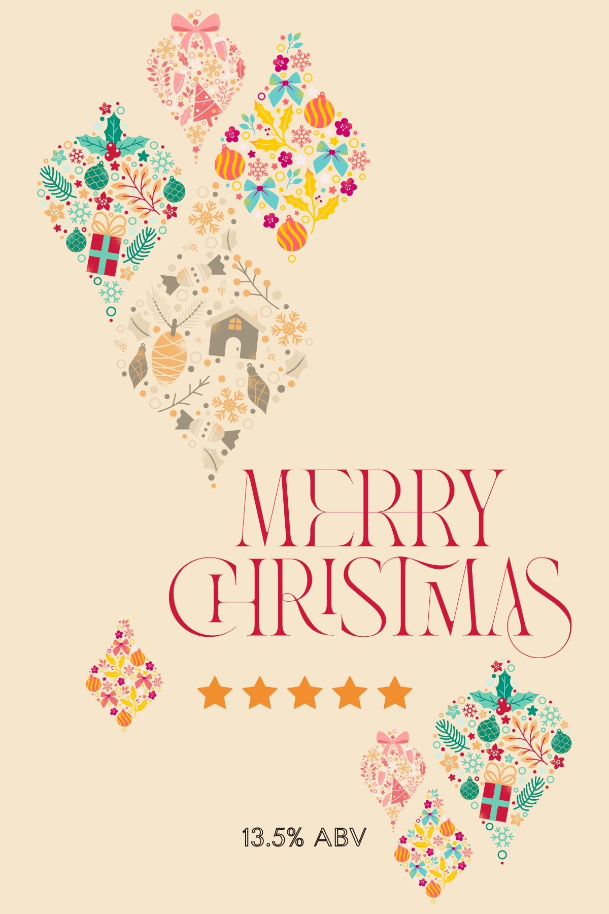Customizable Colorful Christmas Motifs Decor Sticker Label 4"x6" | Digital Canva Template. Design