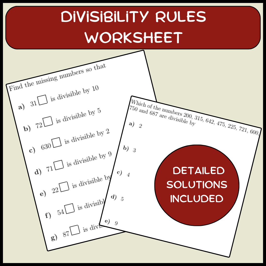 Divisibility Rules worksheet (with solutions)