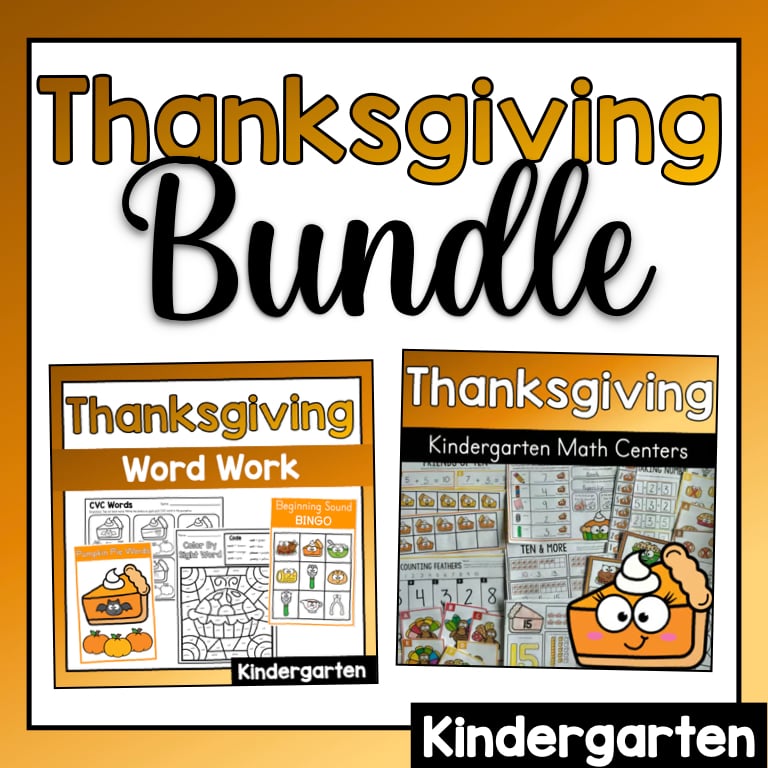 Thanksgiving BUNDLE - Kindergarten Phonics Word Work and Math Centers