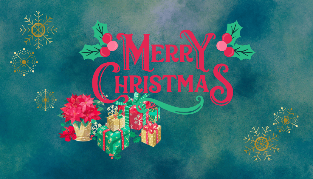 Customizable Festive Poinsettia Christmas Gifts Gift/Favor Tag| Digital Canva Template. Front design