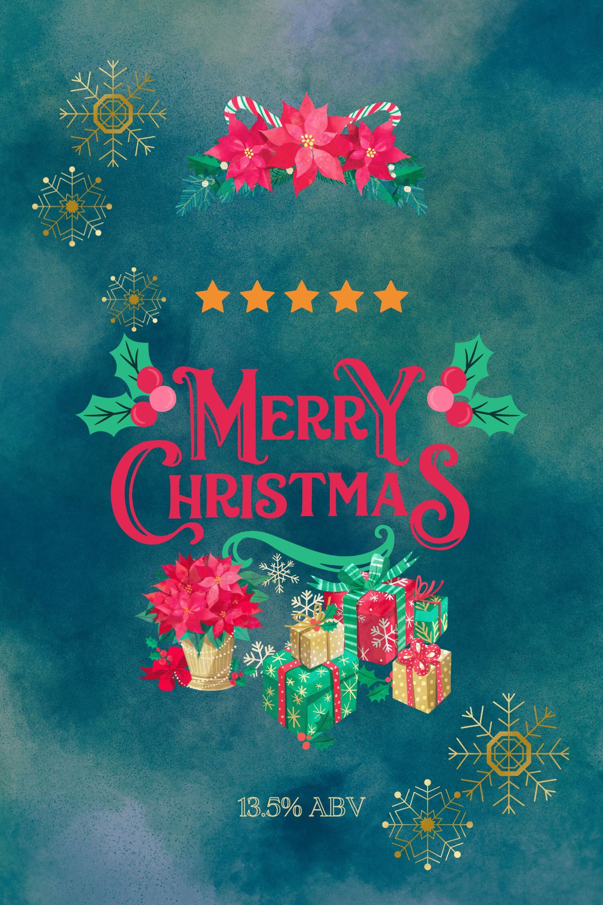 Customizable Festive Poinsettia Christmas Gifts Sticker Label 4"x6" | Digital Canva Template. Design