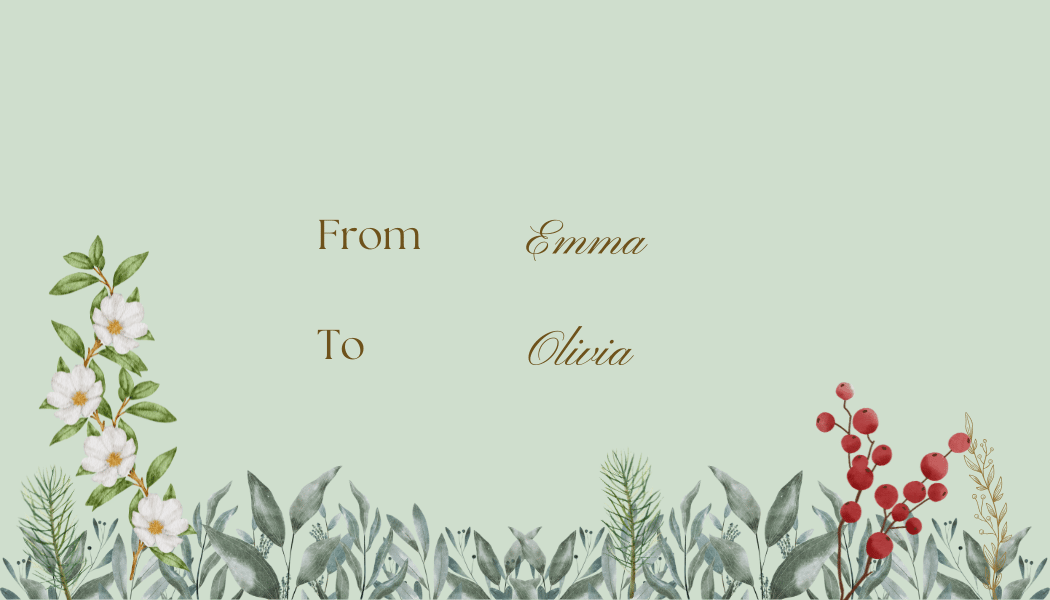 Customizable Elegant Winter Botanicals Gift/Favor Tag| Digital Canva Template. Back design