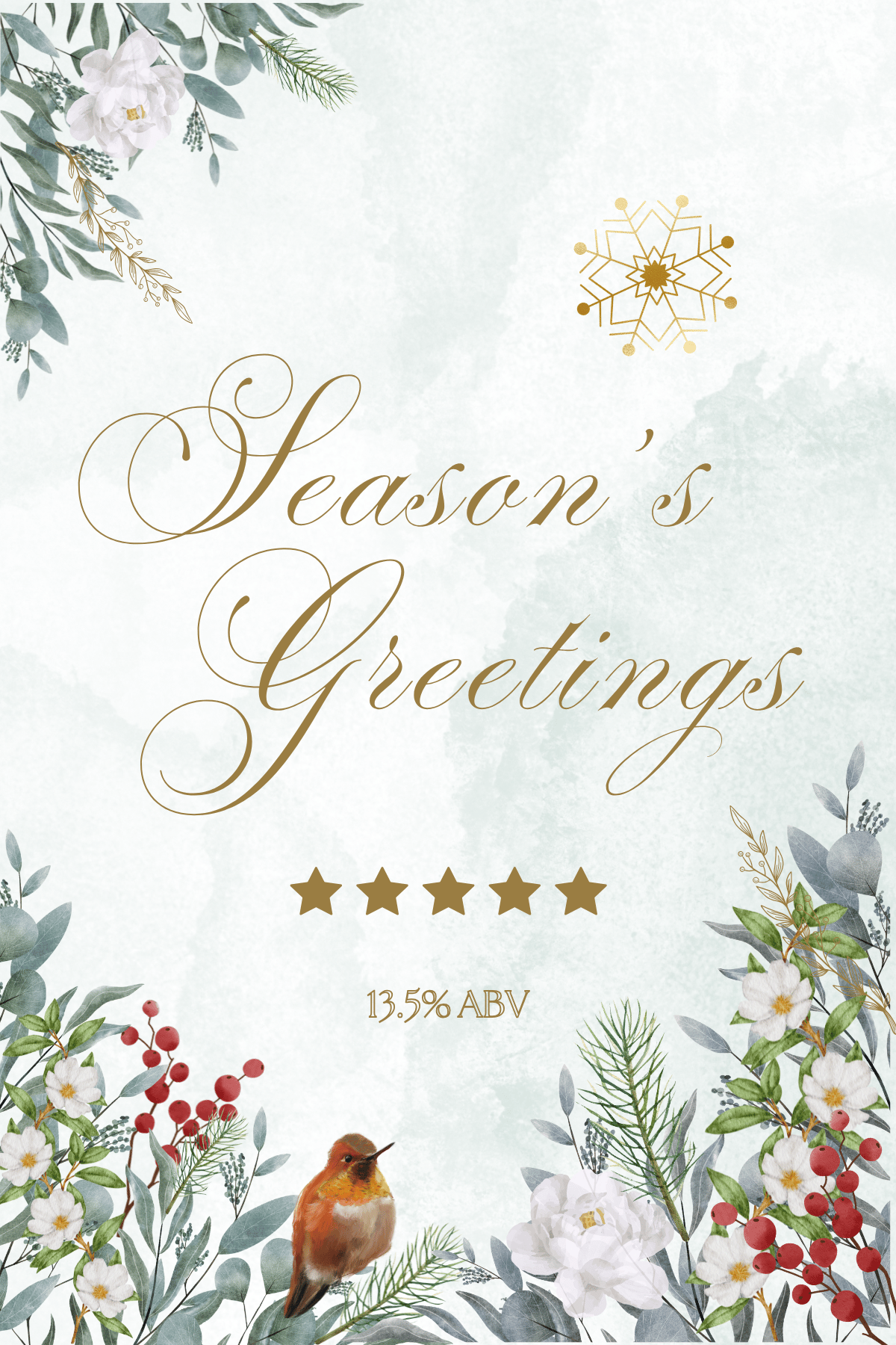Customizable Elegant Winter Botanicals Sticker Label 4"x6" | Digital Canva Template. Design