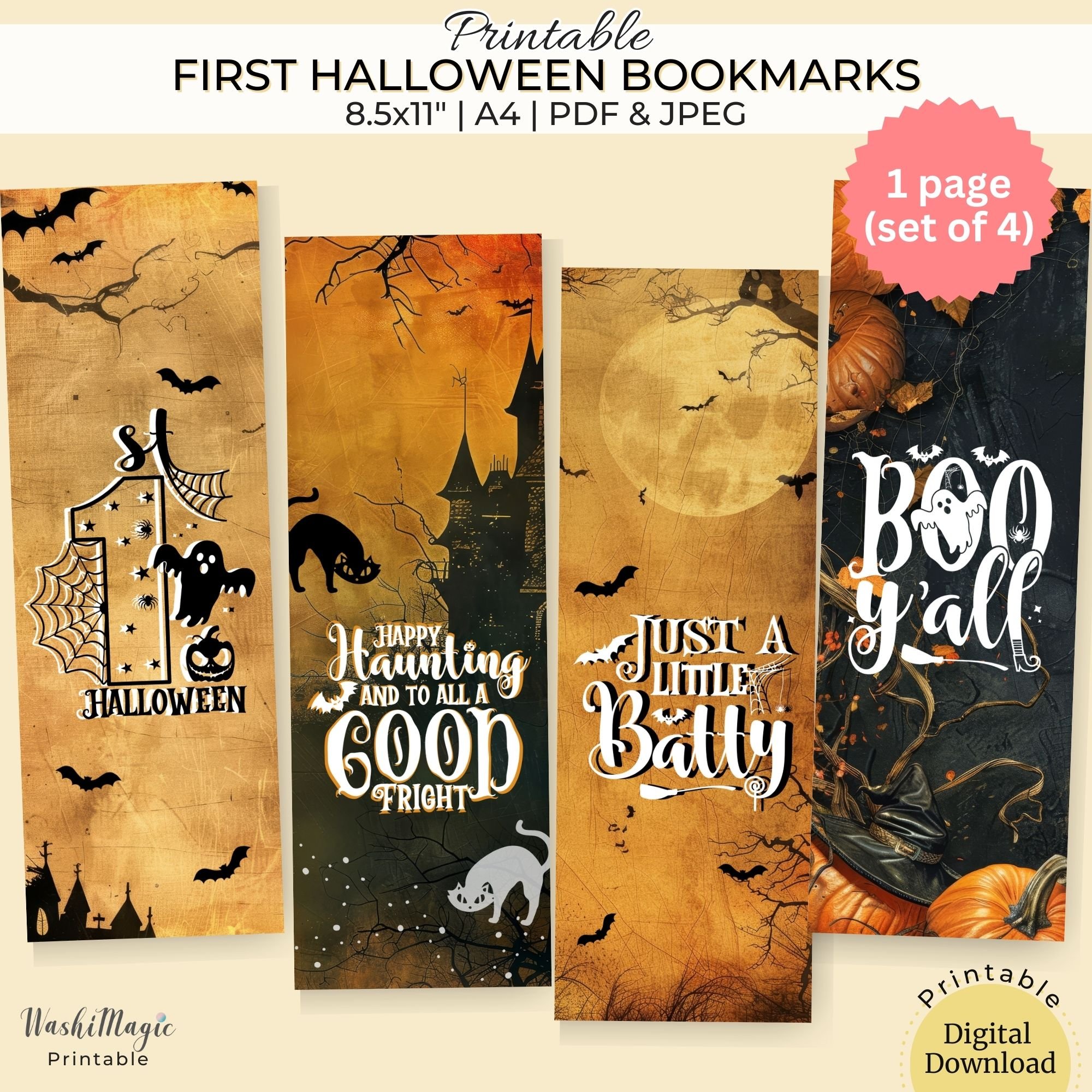 First Halloween Spooky Bookmarks Printable, DIY Halloween Crafts - Payhip