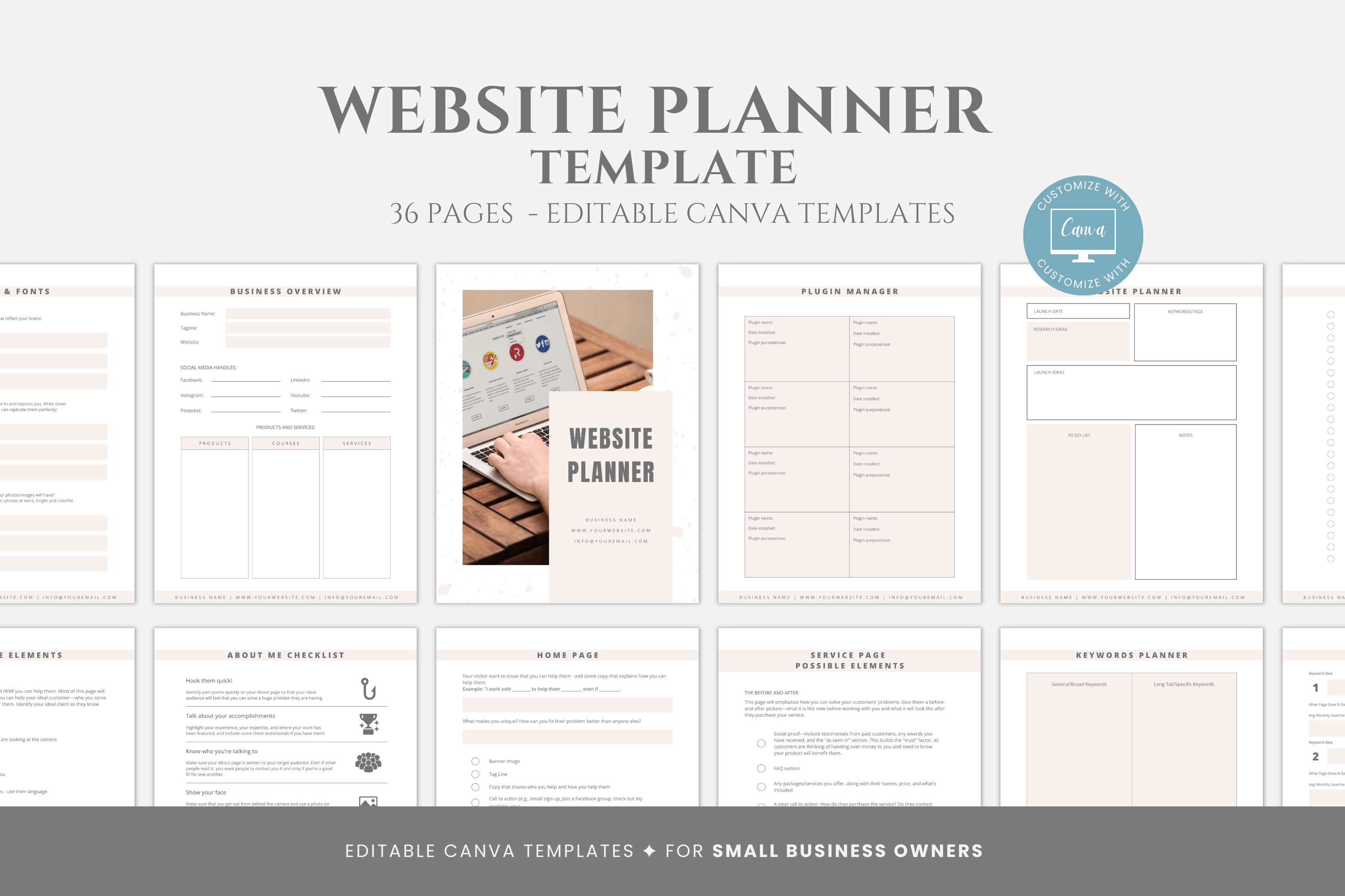 Editable Website Planner Template, New Website Launch Planner for Small Business Owners, Web ...