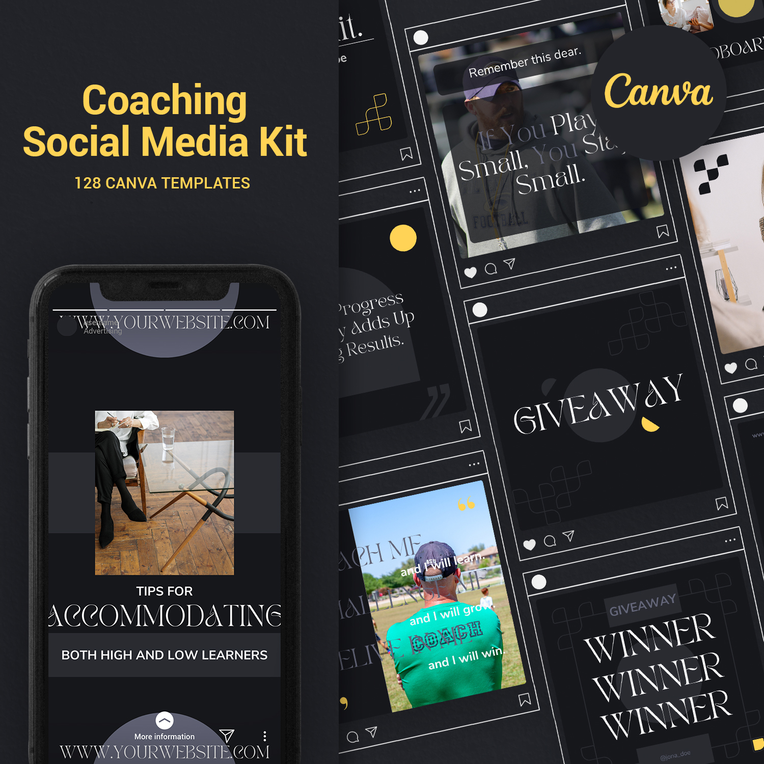 128 Coaching Social Media Canva Templates - Payhip