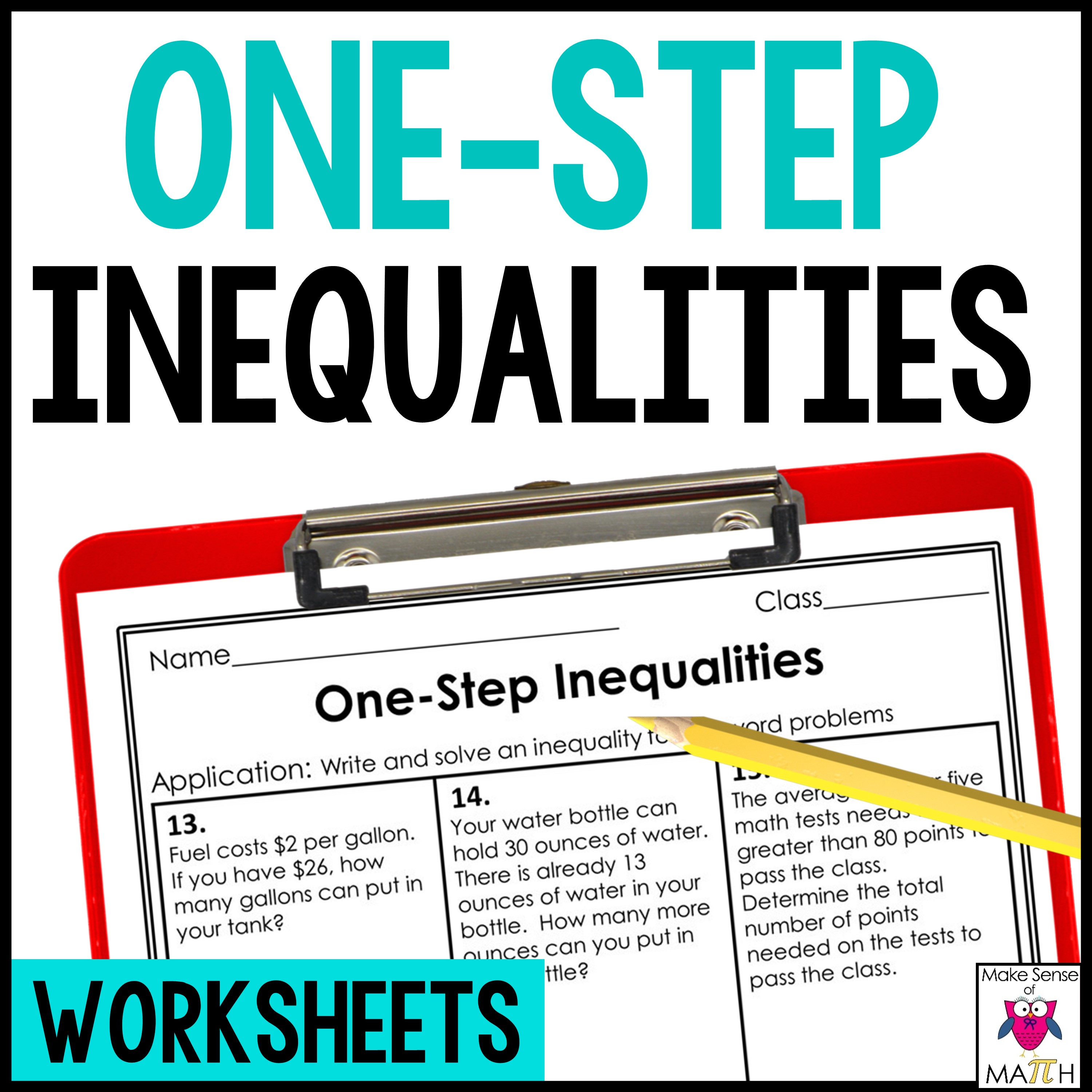 Solving One Step Inequalities Digital Worksheets | Google Classroom ...