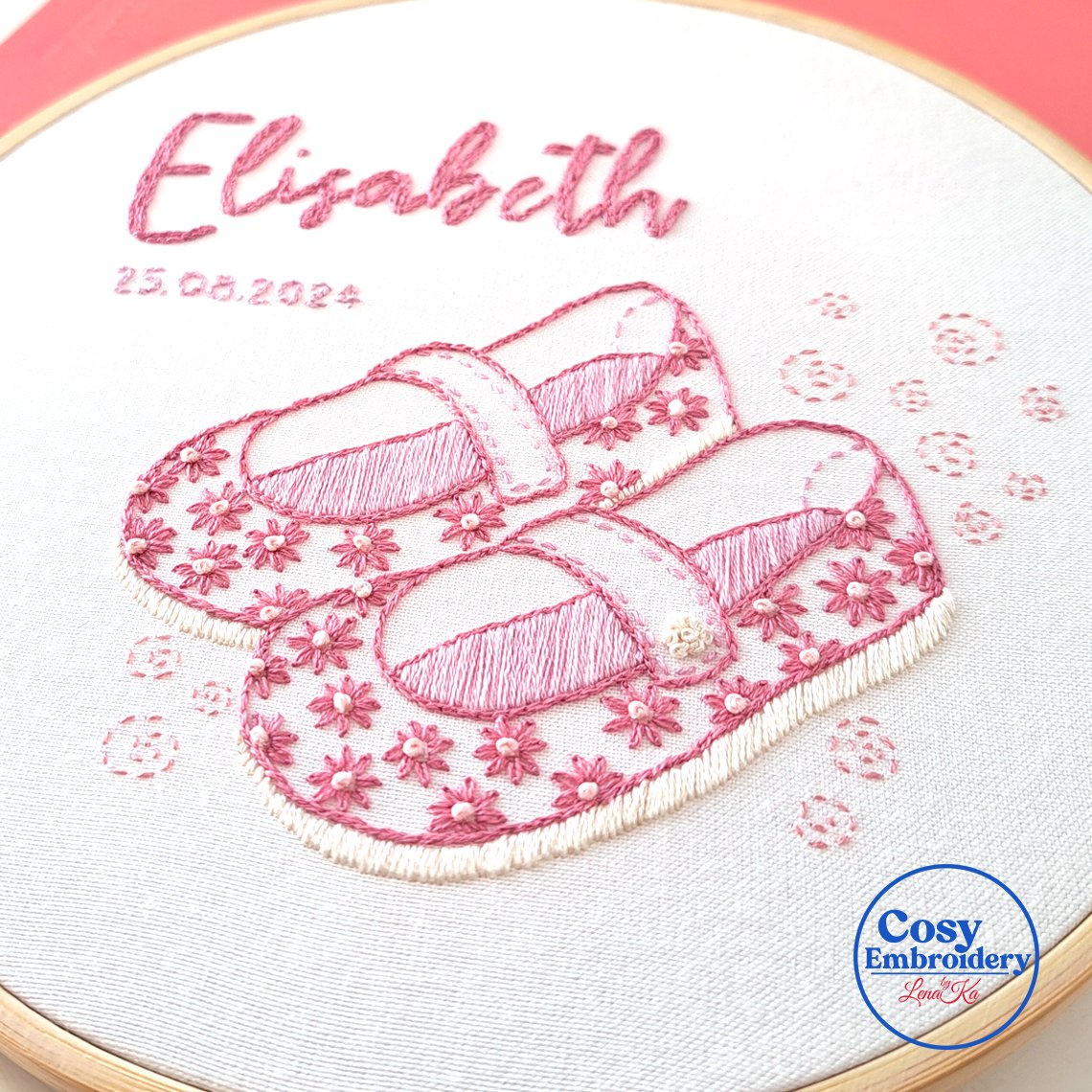 Personalized Baby Name Embroidery Pattern PDF Custom Pink Floral Girl ...