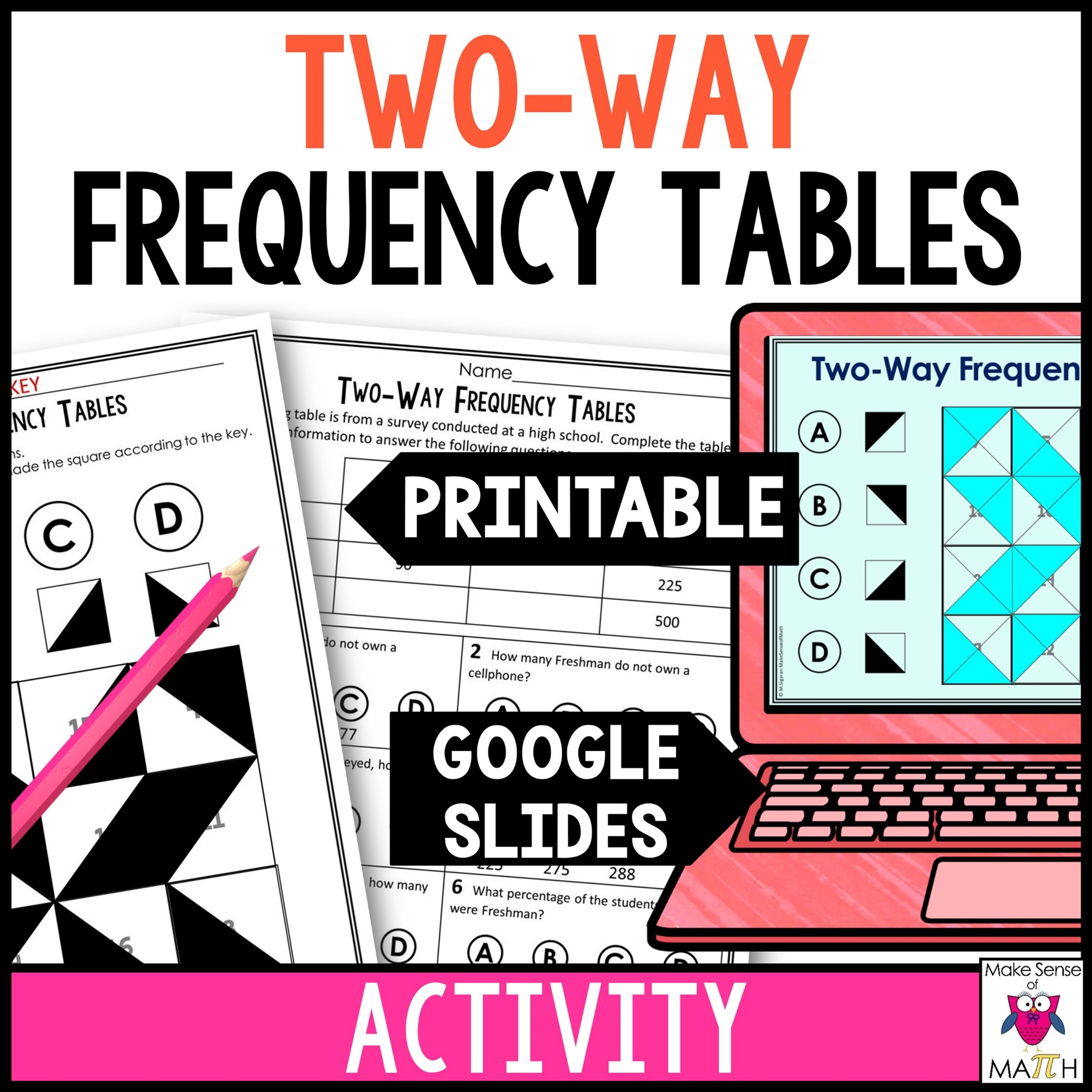 Two-Way Frequency Tables Activity Digital and Printable