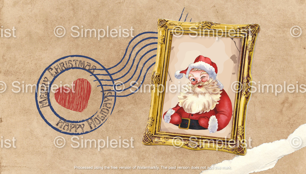 Customizable Vintage Santa Postcard Gift/Favor Tag| Digital Canva Template. Front design