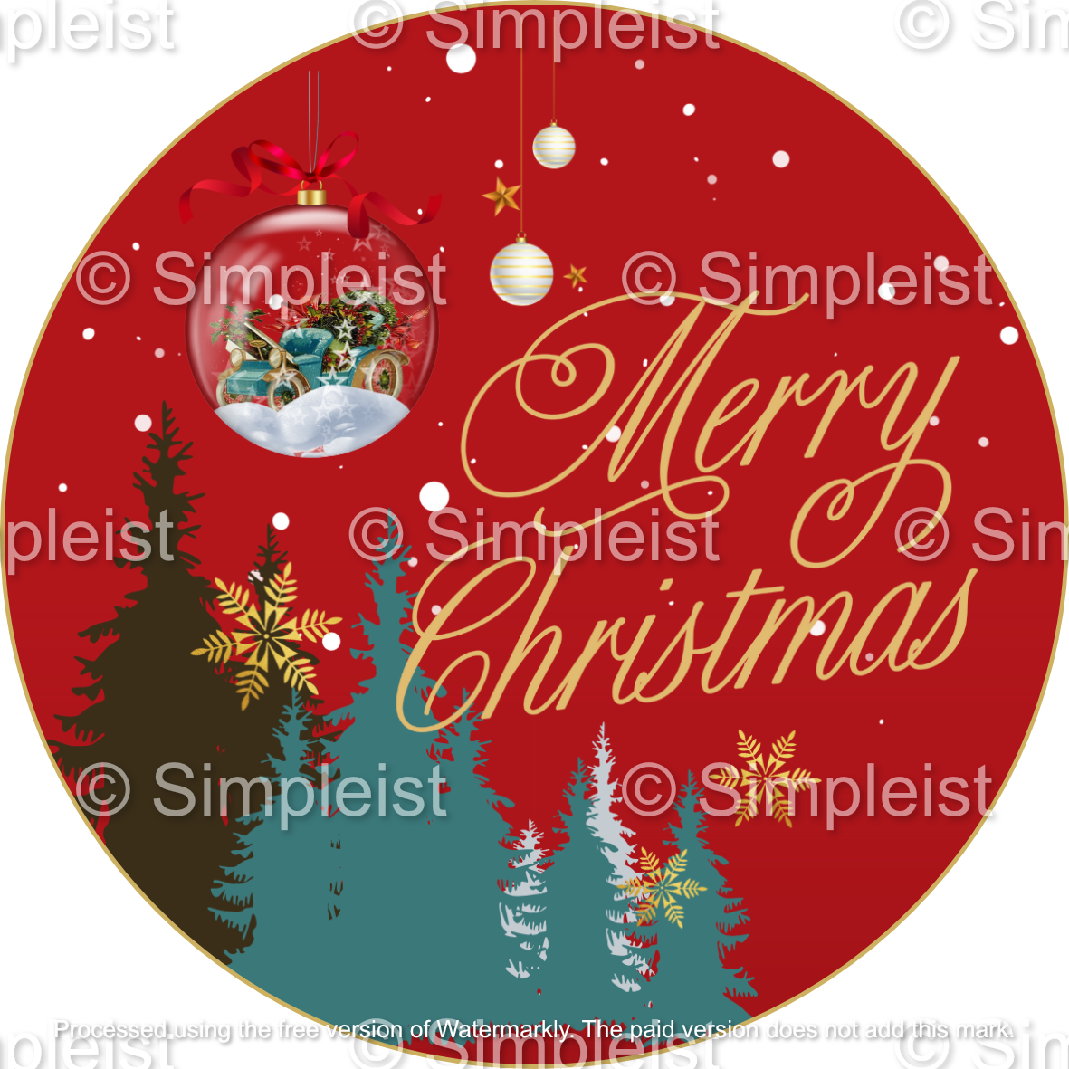Customizable Festive Christmas Ornament Scene Circle Sticker | Digital Canva Template. Design
