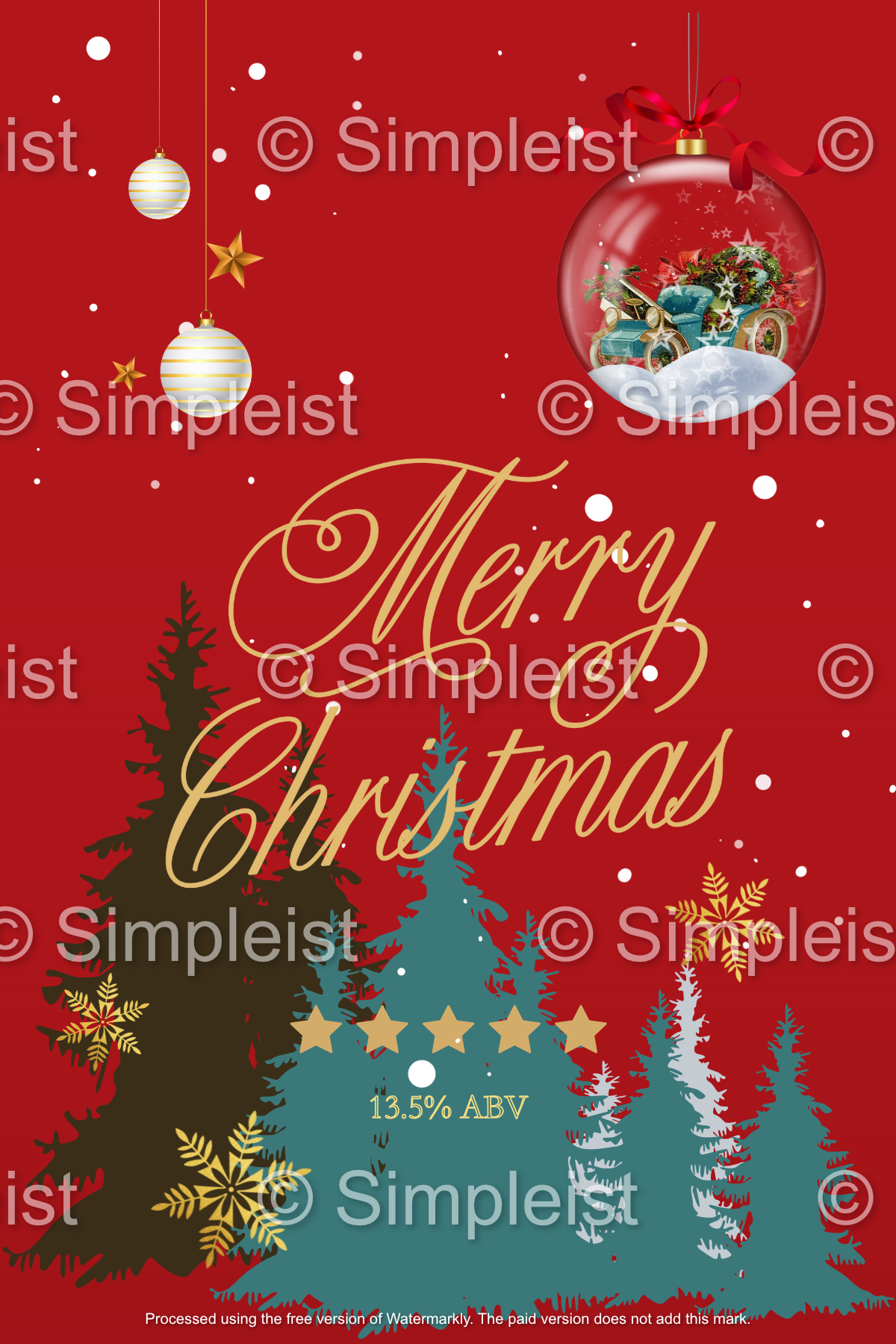Customizable Festive Christmas Ornament Scene Sticker Label 4"x6" | Digital Canva Template. Design