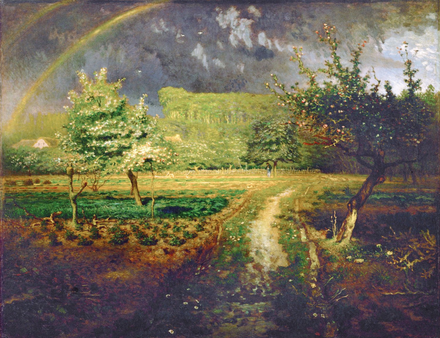 Jean-Franois Millet、葡萄畑にて、希少画集画、状態良好 Spring Landscape with Rainbow by Jean-François Millet