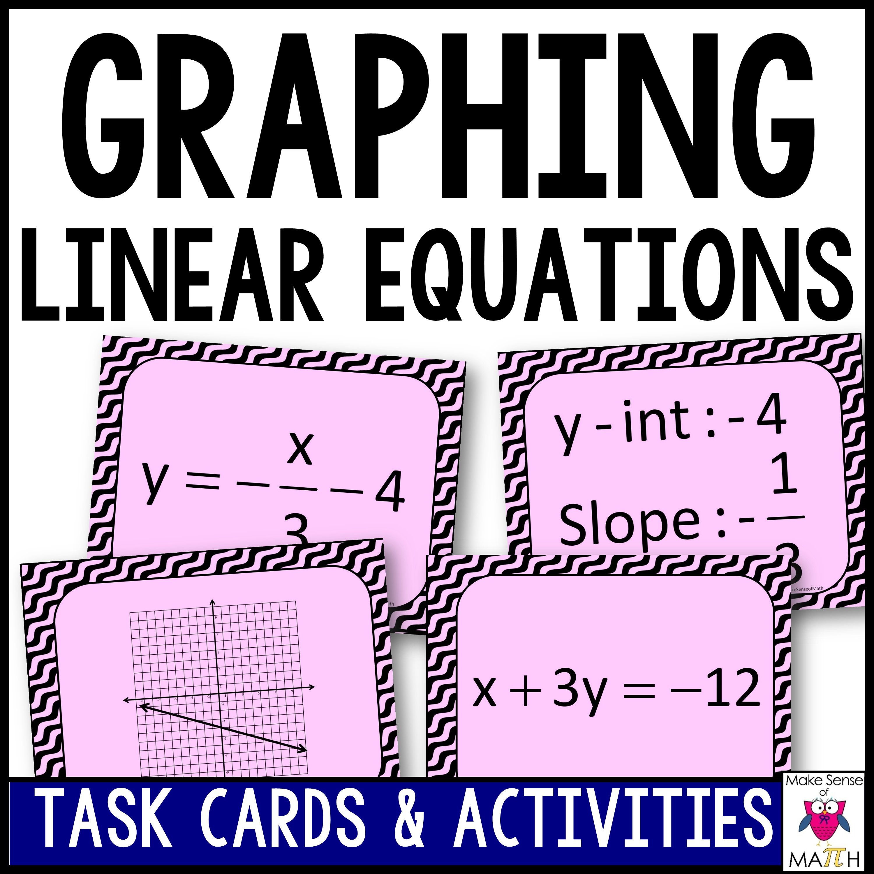Graphing Linear Equations Task Cards and Activities
