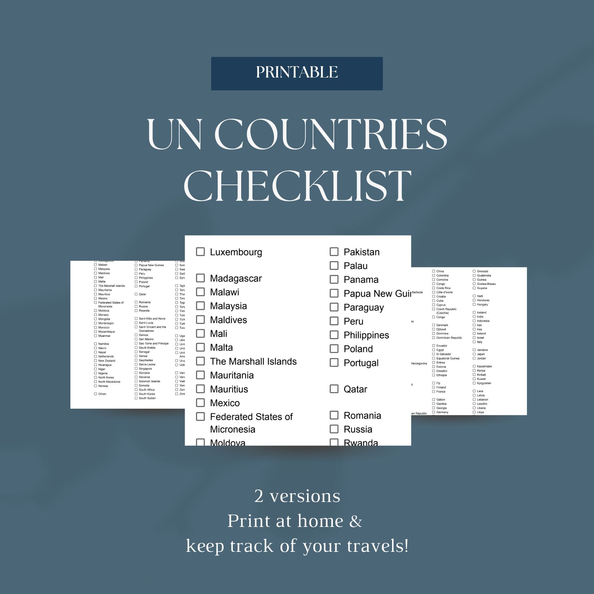 UN Countries PRINTABLE Checklist Payhip un-countries-printable-checklist-payhip