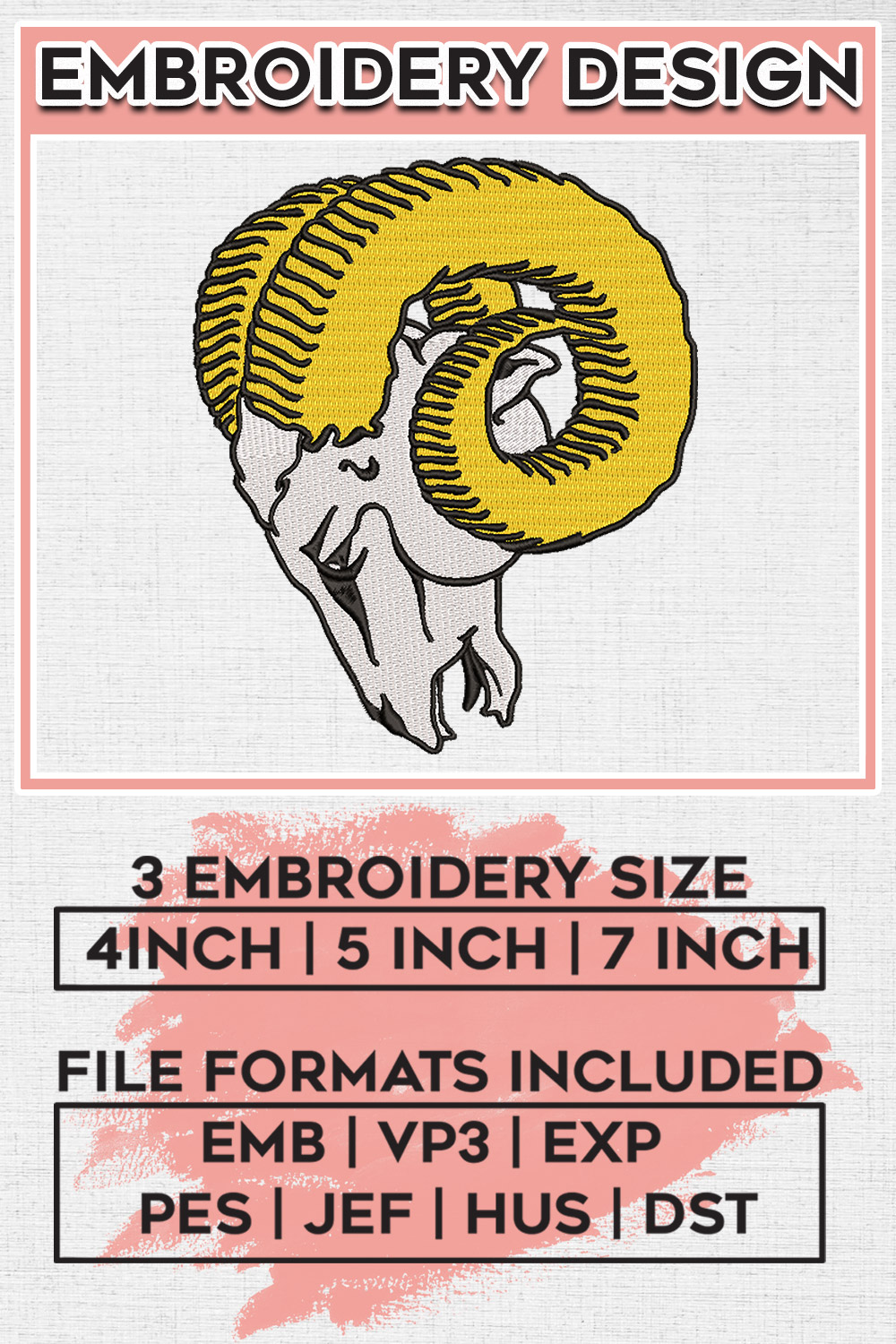 Los Angeles Rams Embroidery Designs, NFL Rams Embroidery Designs, NFL ...