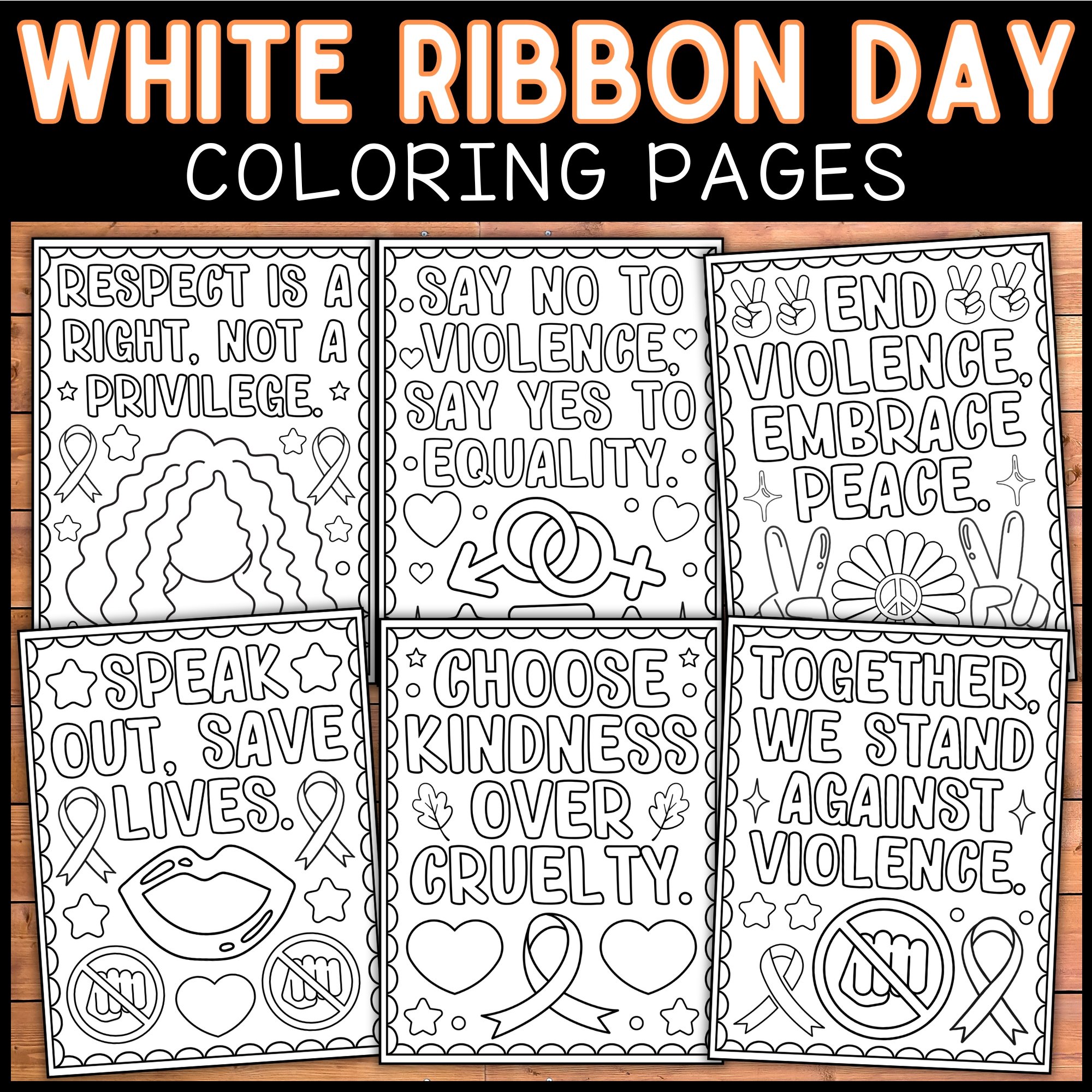White Ribbon day Coloring Pages | International Day for the Elimination ...