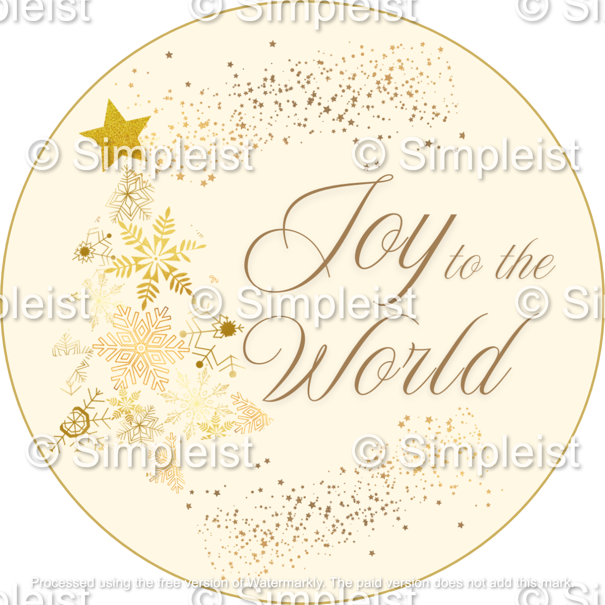Customizable Golden Snowflake Christmas Tree Circle Sticker | Digital Canva Template. Design